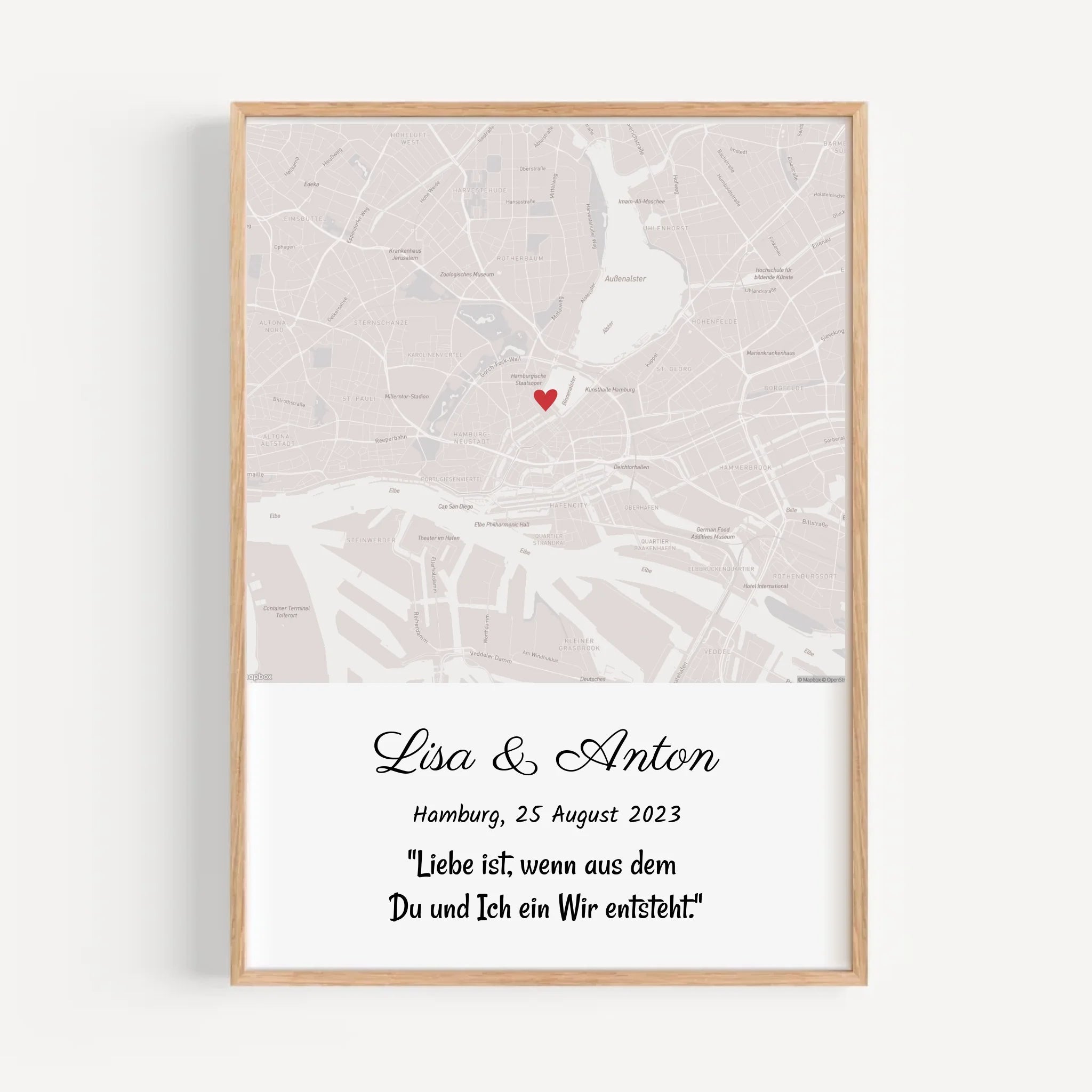 Hochzeitsgeschenk Stadtkarte Bild Pärchen Geschenk personalisiert zur Hochzeit Jahrestag Verlobung Hochzeitstag - Cantty