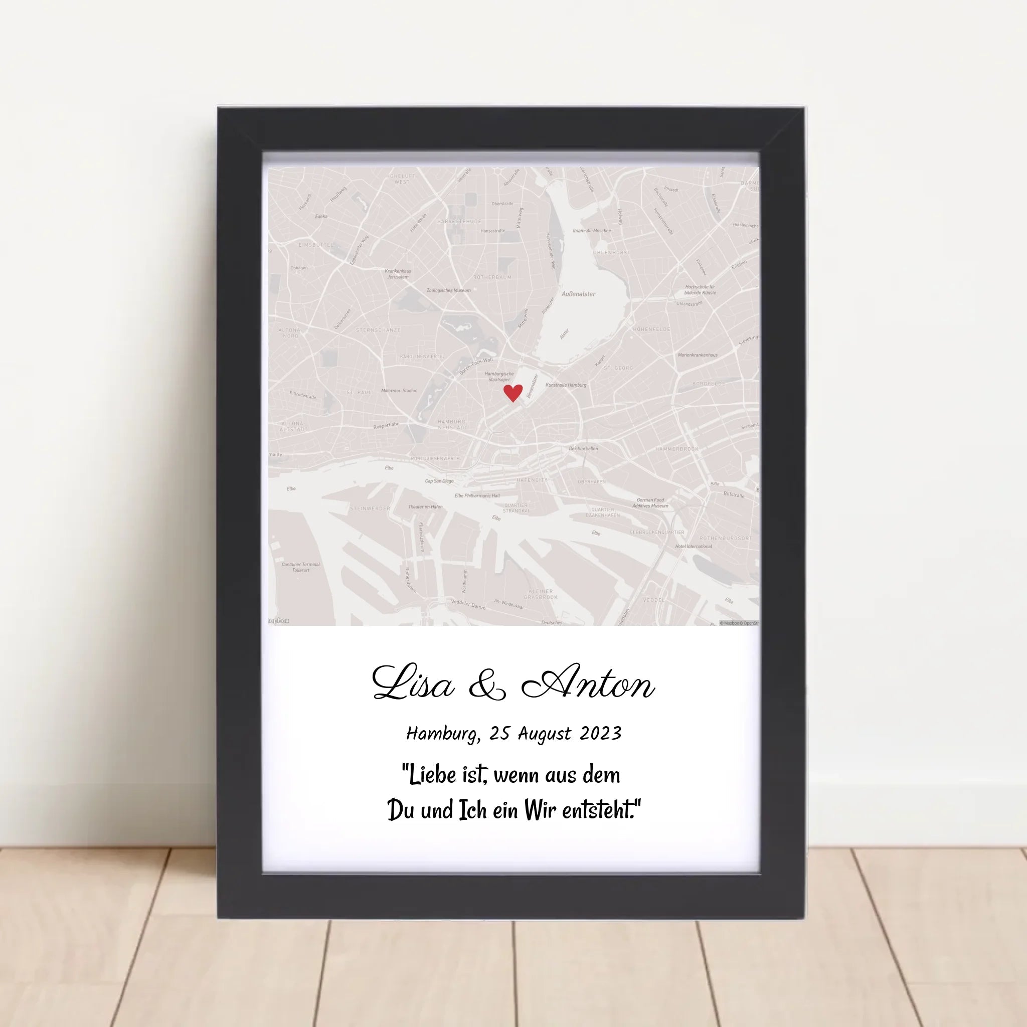 Hochzeitsgeschenk Stadtkarte Bild Pärchen Geschenk personalisiert zur Hochzeit Jahrestag Verlobung Hochzeitstag - Cantty