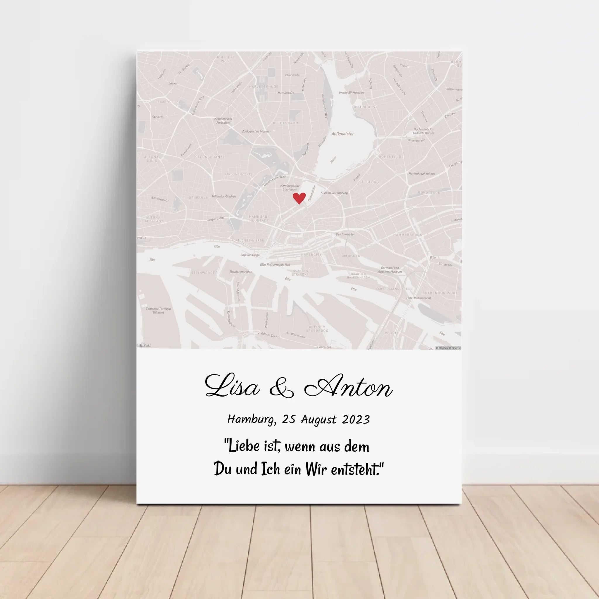 Hochzeitsgeschenk Stadtkarte Bild Pärchen Geschenk personalisiert zur Hochzeit Jahrestag Verlobung Hochzeitstag - Cantty