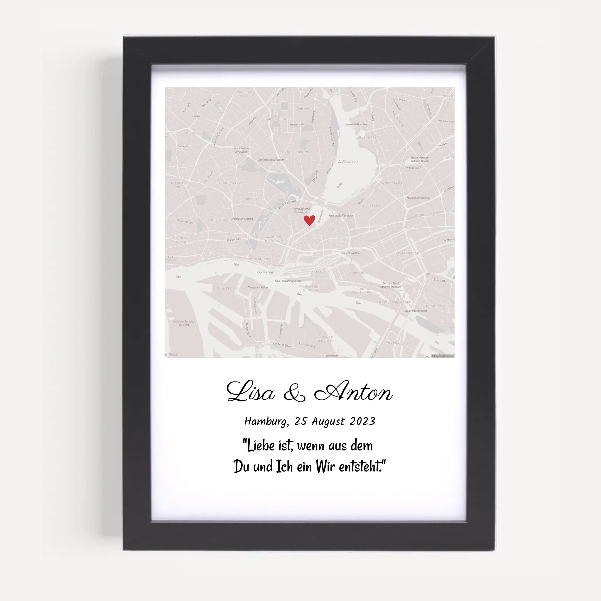 Hochzeitsgeschenk Stadtkarte Bild Pärchen Geschenk personalisiert zur Hochzeit Jahrestag Verlobung Hochzeitstag - Cantty