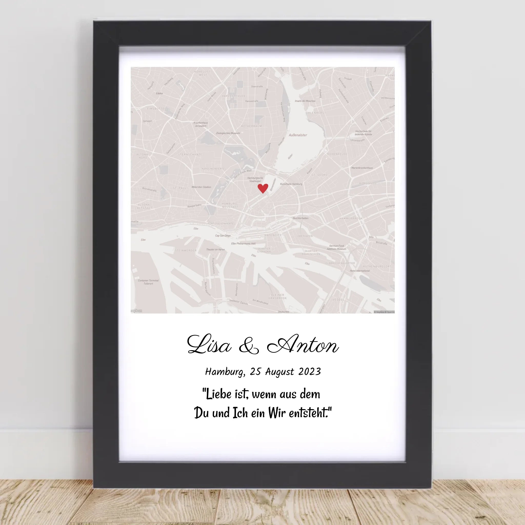 Hochzeitsgeschenk Stadtkarte Bild Pärchen Geschenk personalisiert zur Hochzeit Jahrestag Verlobung Hochzeitstag - Cantty