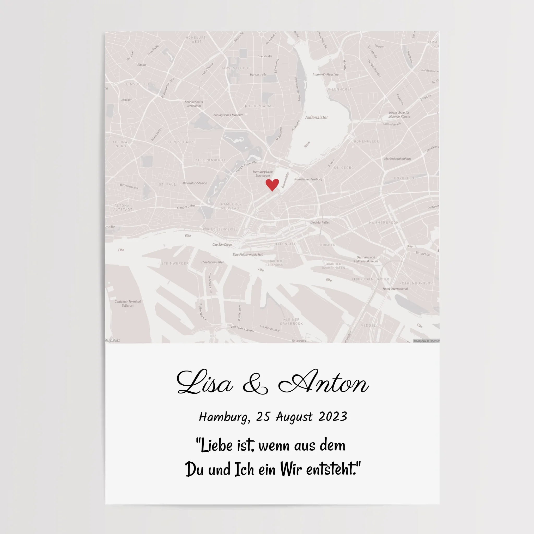 Hochzeitsgeschenk Stadtkarte Bild Pärchen Geschenk personalisiert zur Hochzeit Jahrestag Verlobung Hochzeitstag - Cantty