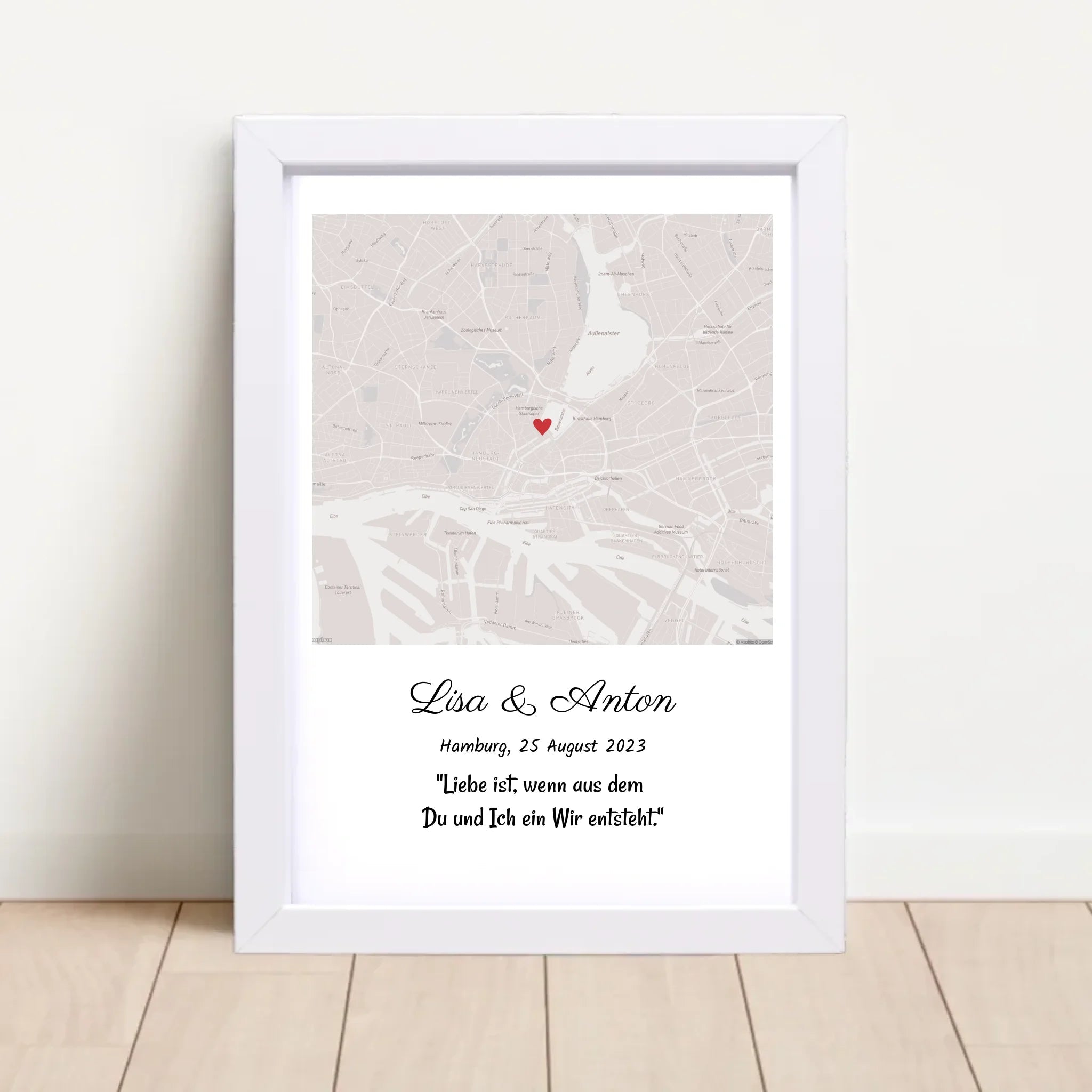 Hochzeitsgeschenk Stadtkarte Bild Pärchen Geschenk personalisiert zur Hochzeit Jahrestag Verlobung Hochzeitstag - Cantty