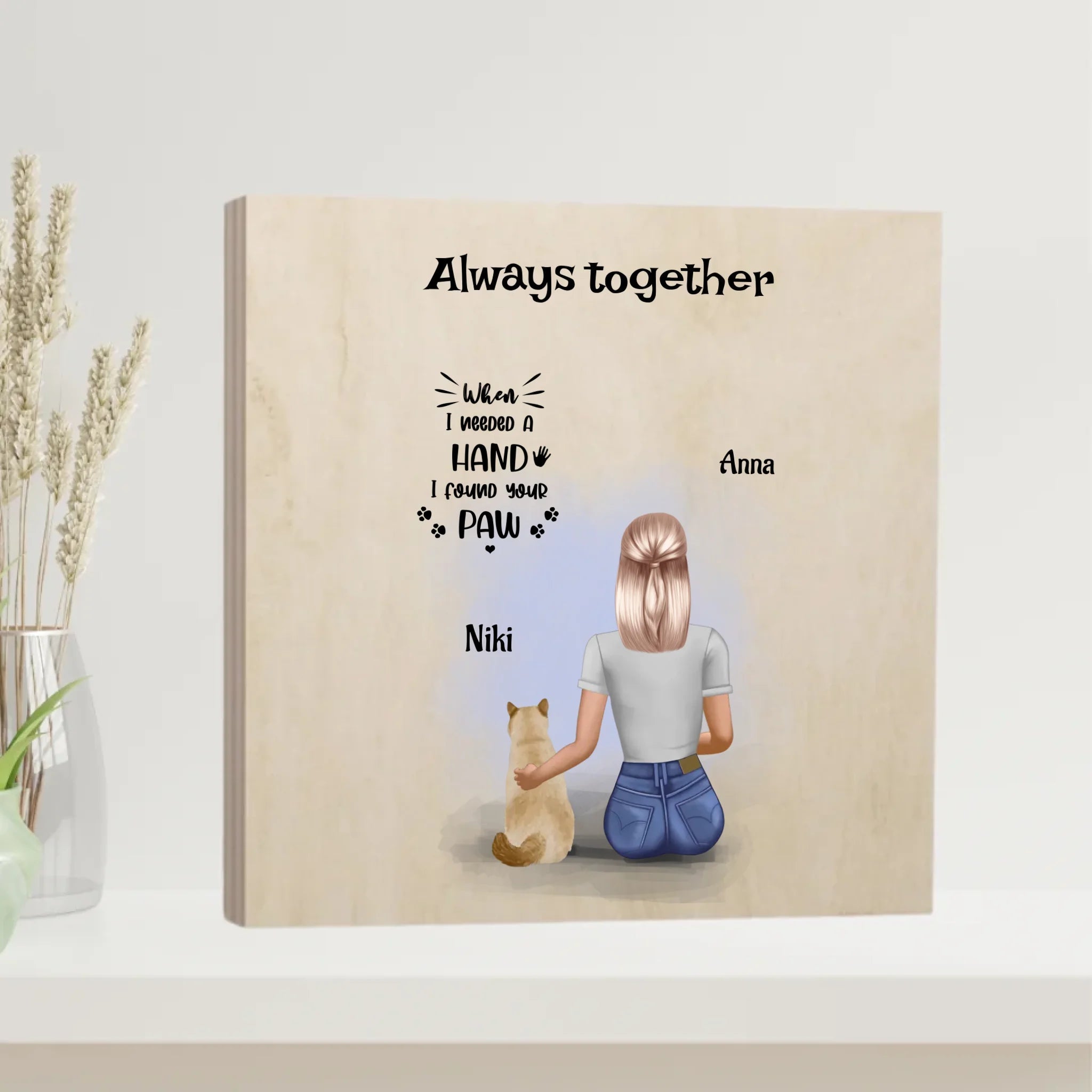 Holzbild Geschenk mit Katze für beste Freundin, Schwester & Tochter - Cantty