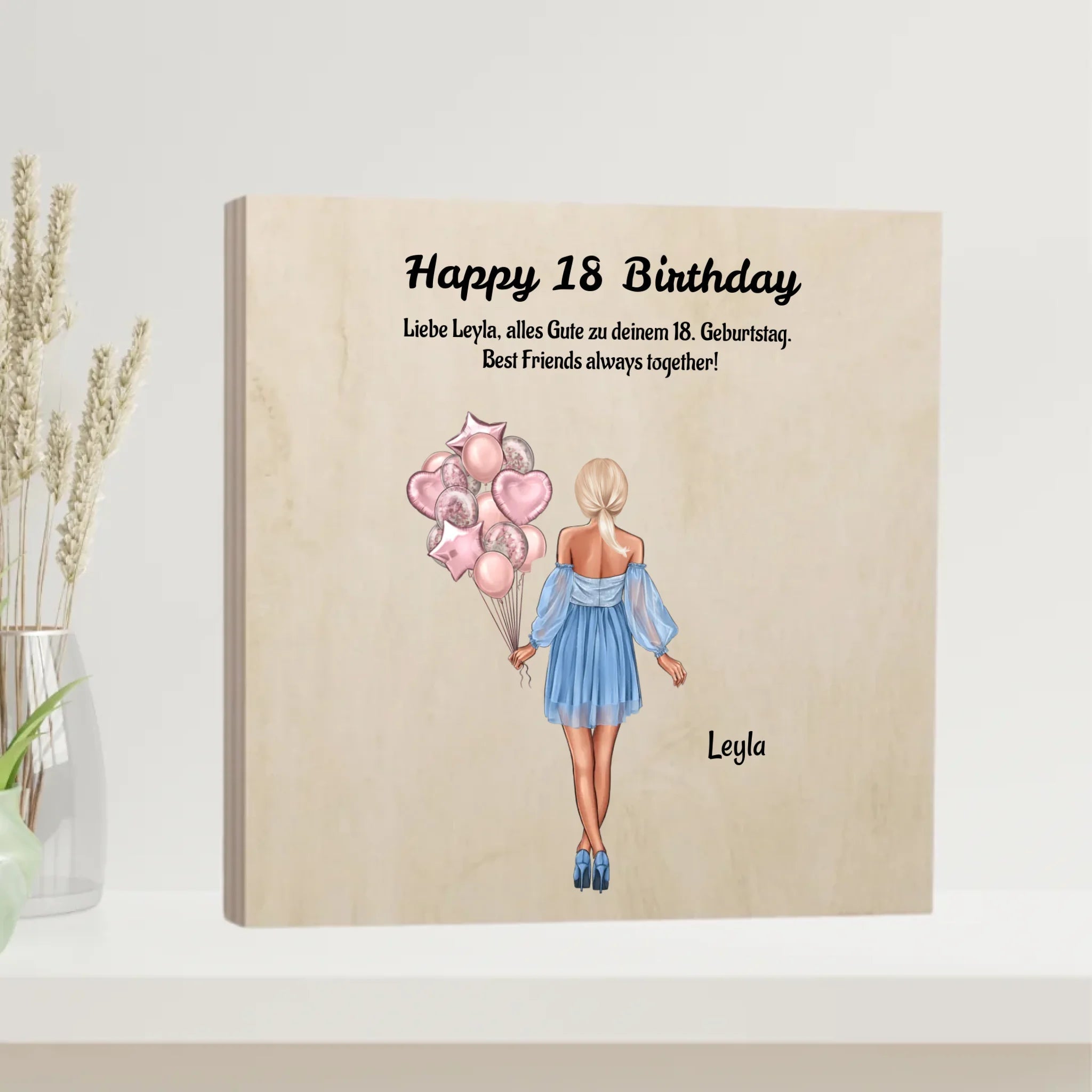 Holzbild Mädchen 18. Geburtstag Geschenkidee - Cantty