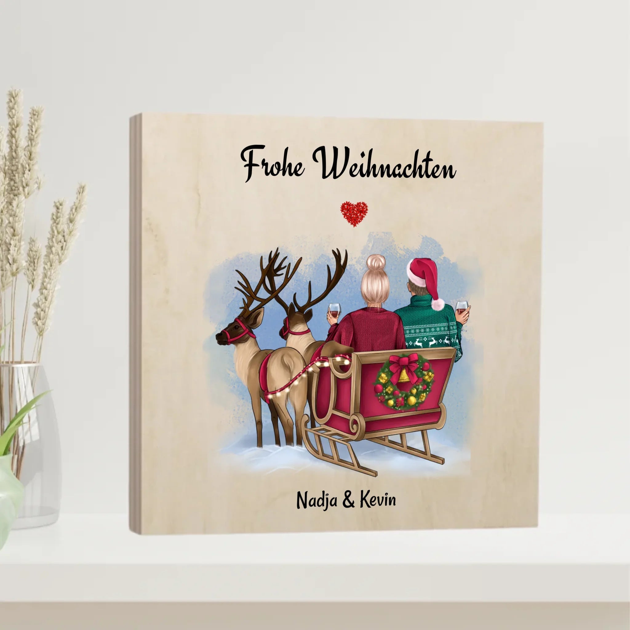 Holzbild Weihnachtsgeschenk für Paare individualisiert - Cantty