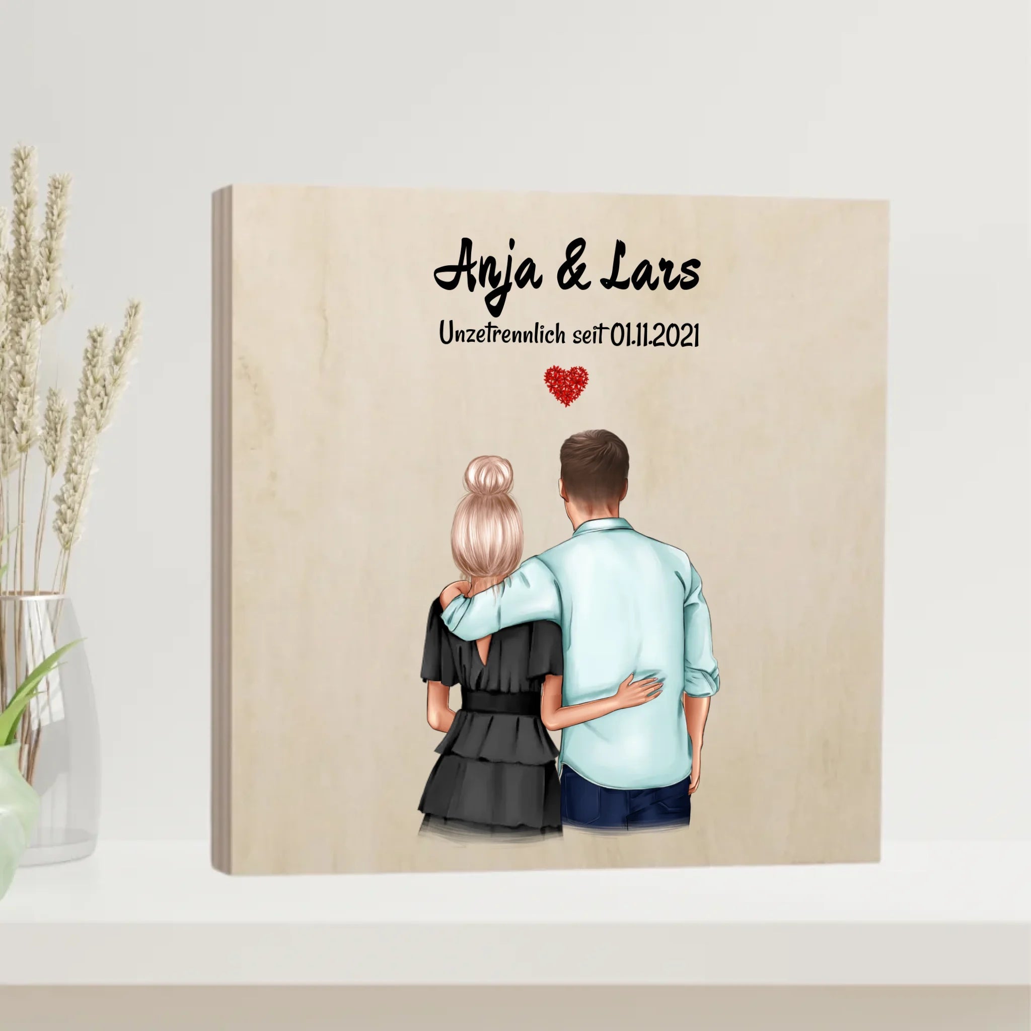 Jahrestag Geschenkidee Holzdruck Bild für Paare - Cantty