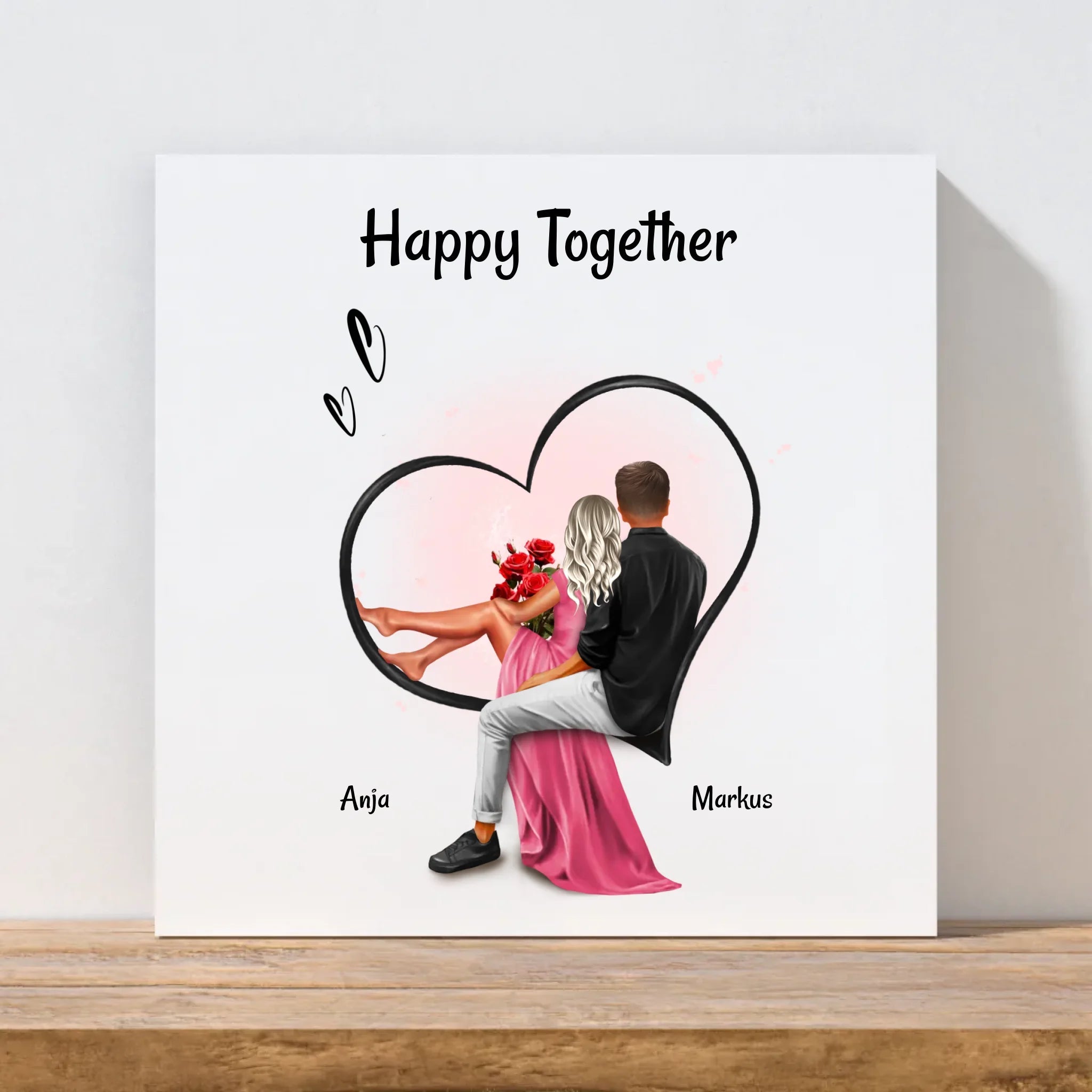 Jahrestagsgeschenk für Freundin: Personalisiertes Paar Leinwandbild - Cantty
