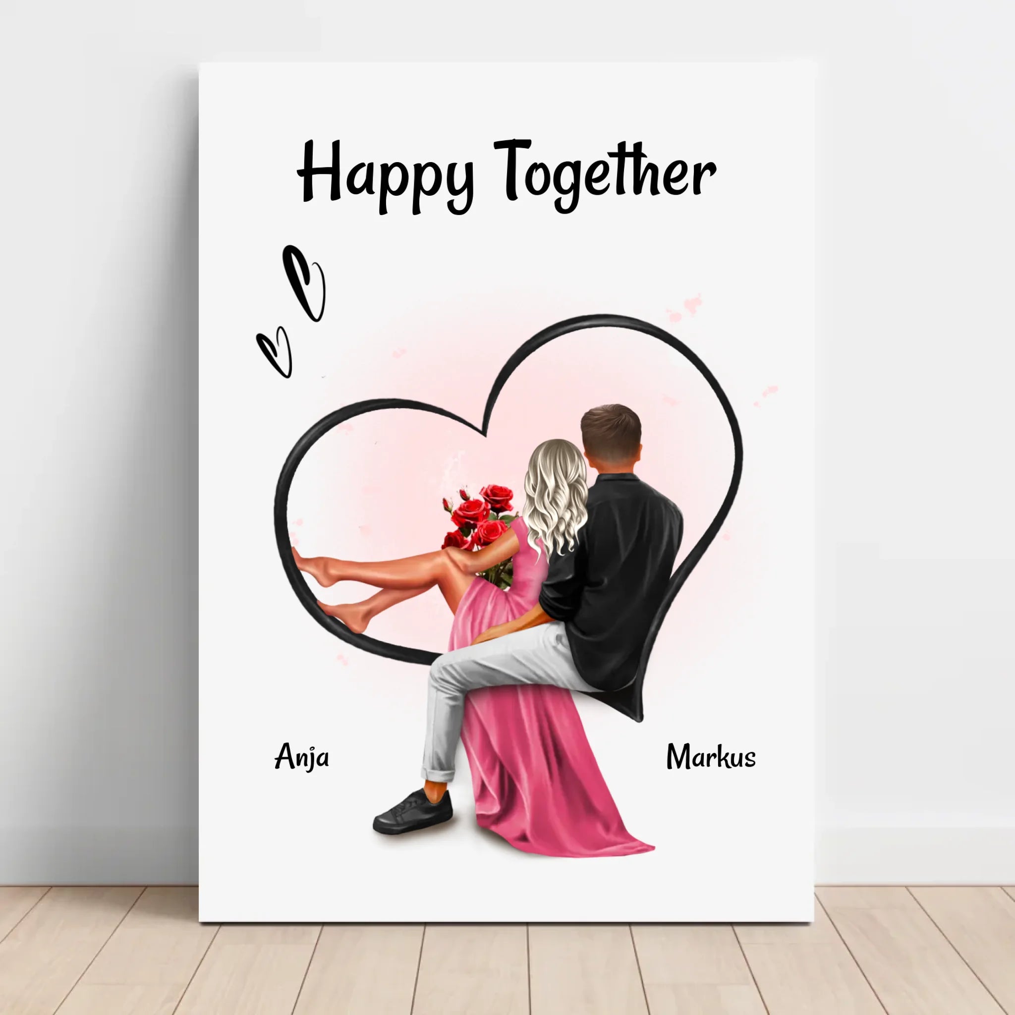Jahrestagsgeschenk für Freundin: Personalisiertes Paar Leinwandbild - Cantty