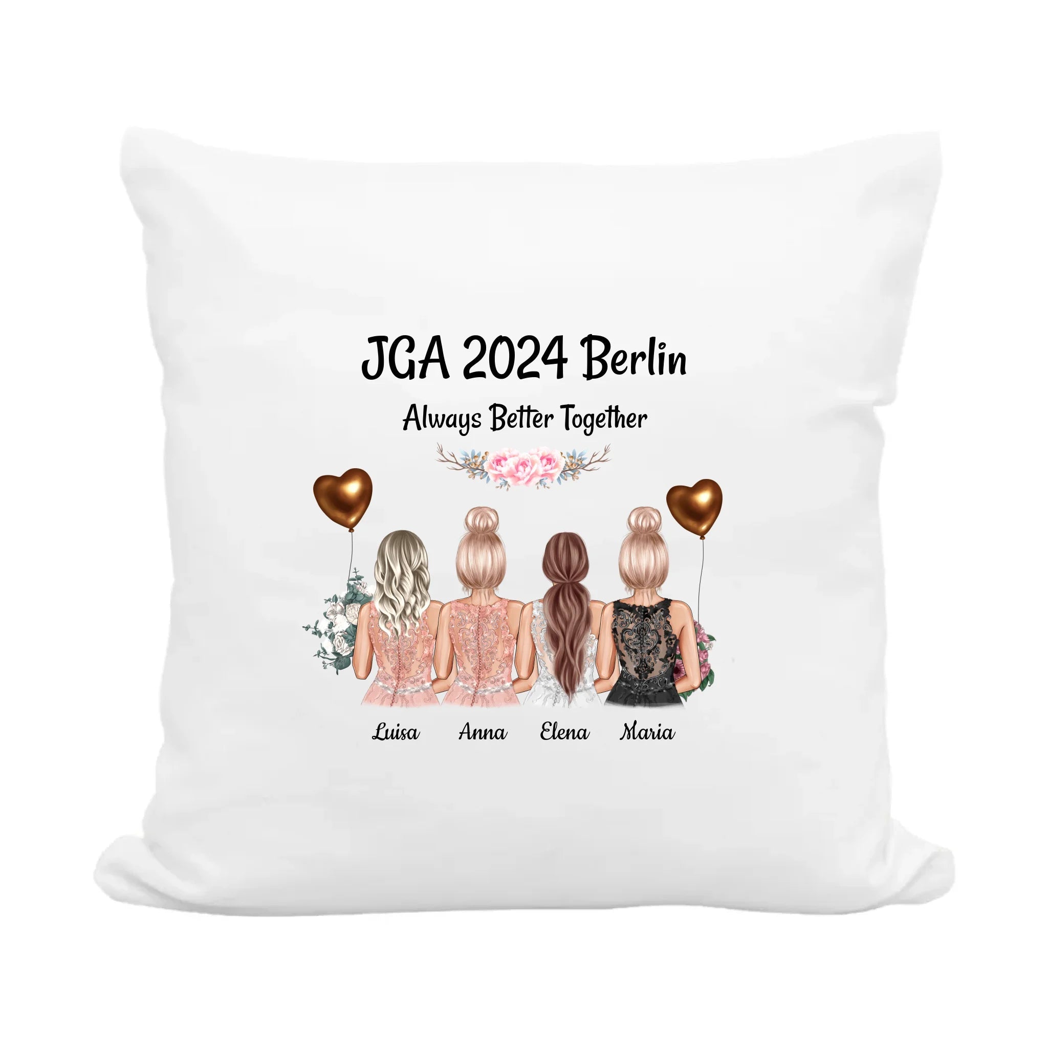 JGA 4 Freundinnen Kissen personalisiert mit Bild - Cantty