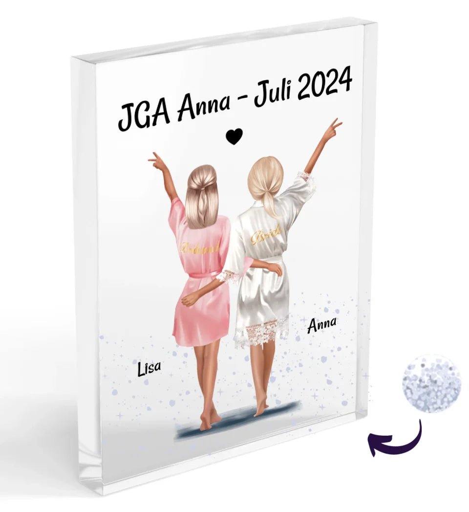 JGA Acrylglas Konfetti Bild Geschenk personalisiert für Braut - Cantty