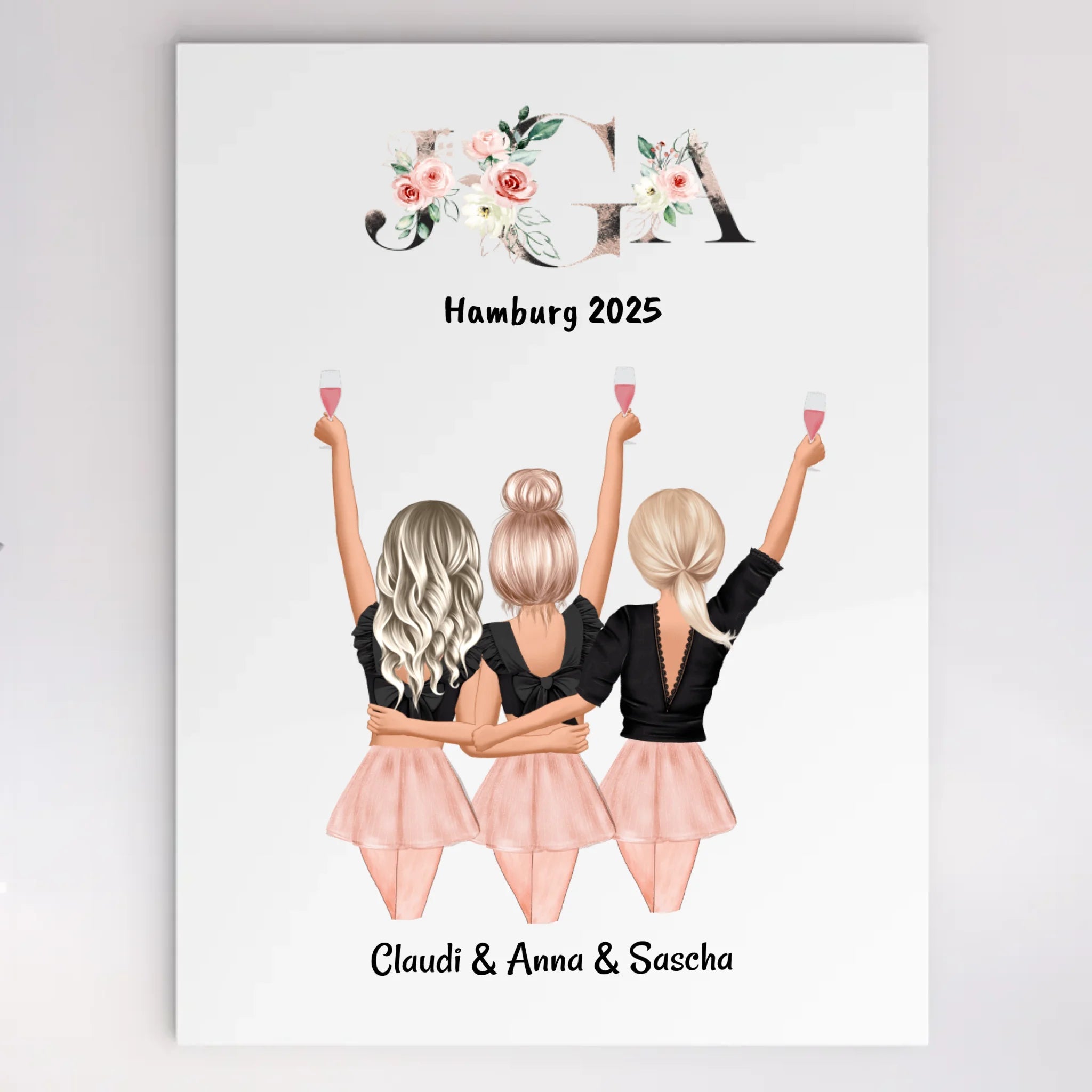 JGA Geschenk Acrylglas Bild für 3 Freundinnen - Cantty