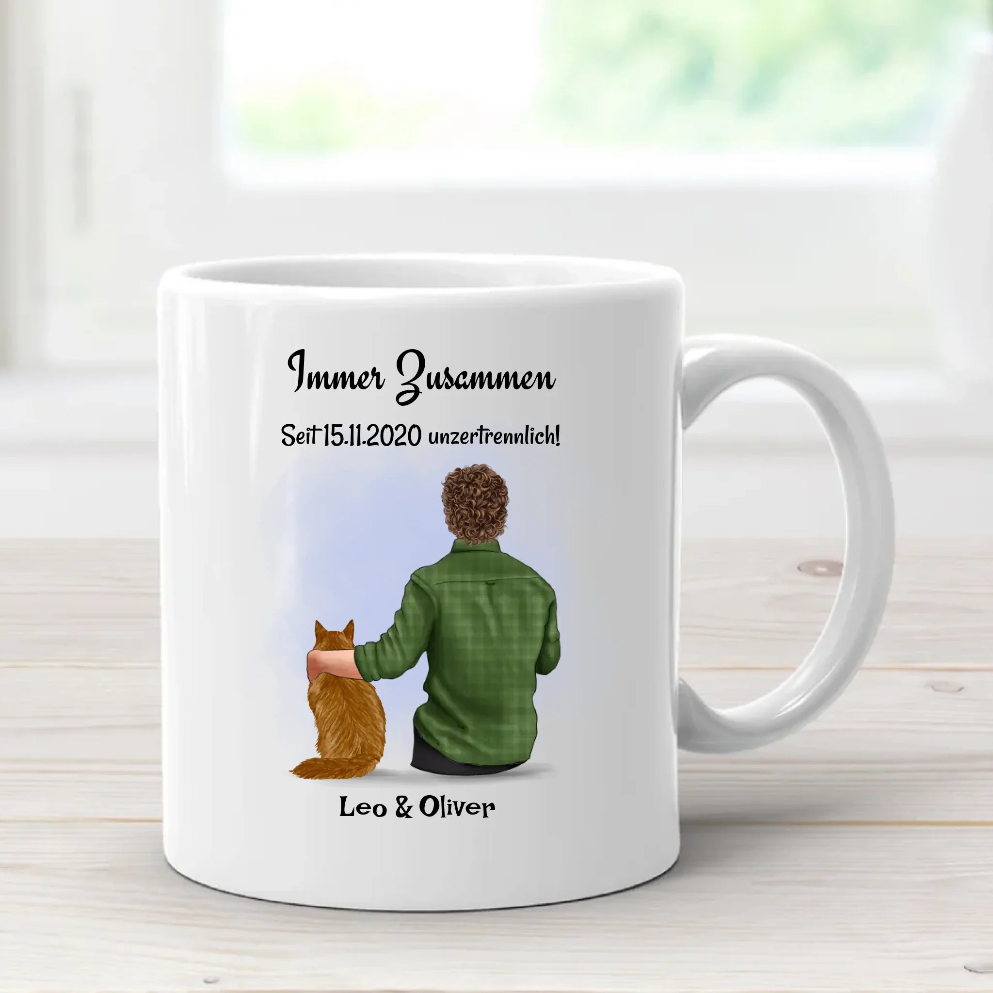 Junge Katze Tasse Geschenk personalisiert mit 1 - 2 Katzen - Cantty