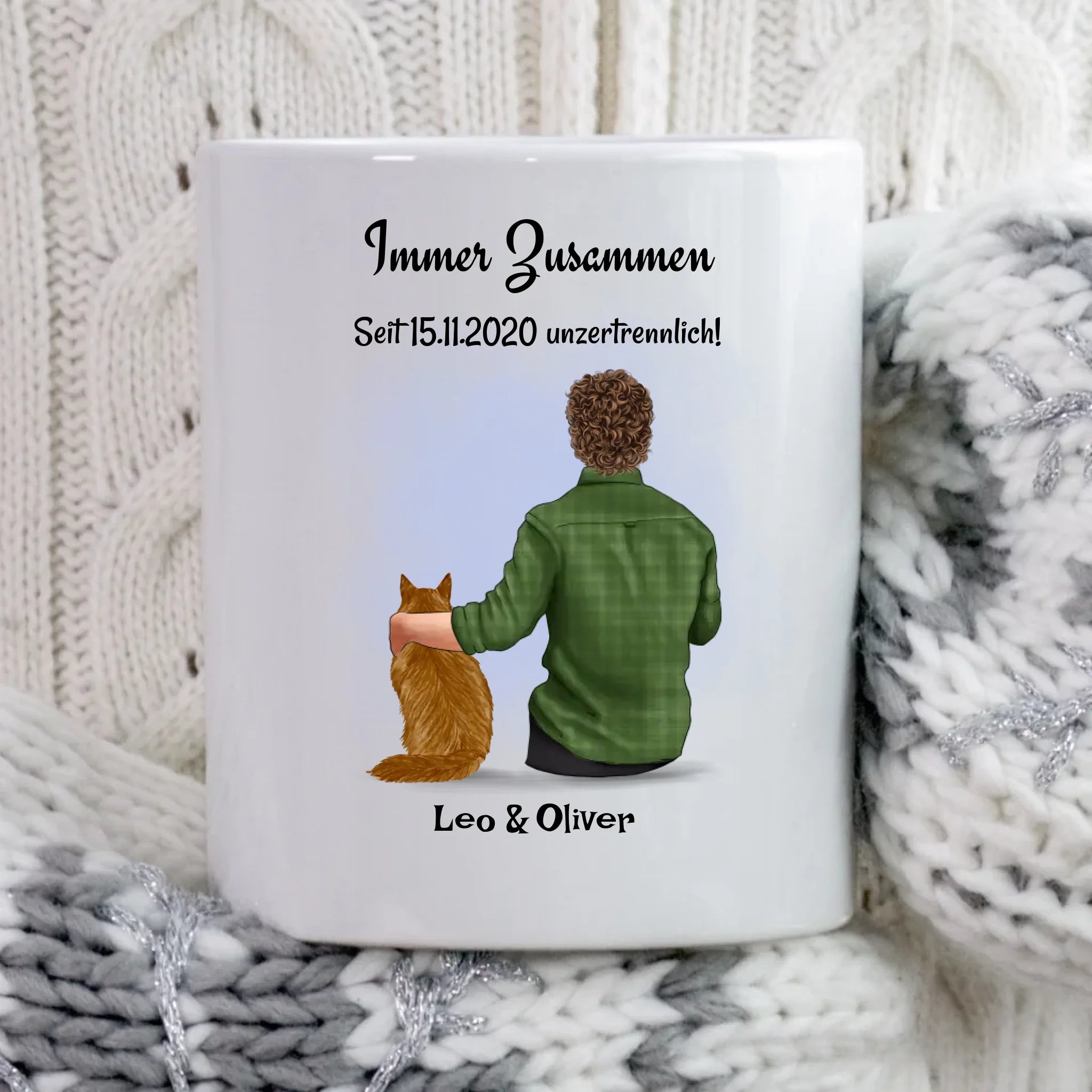 Junge Katze Tasse Geschenk personalisiert mit 1 - 2 Katzen - Cantty