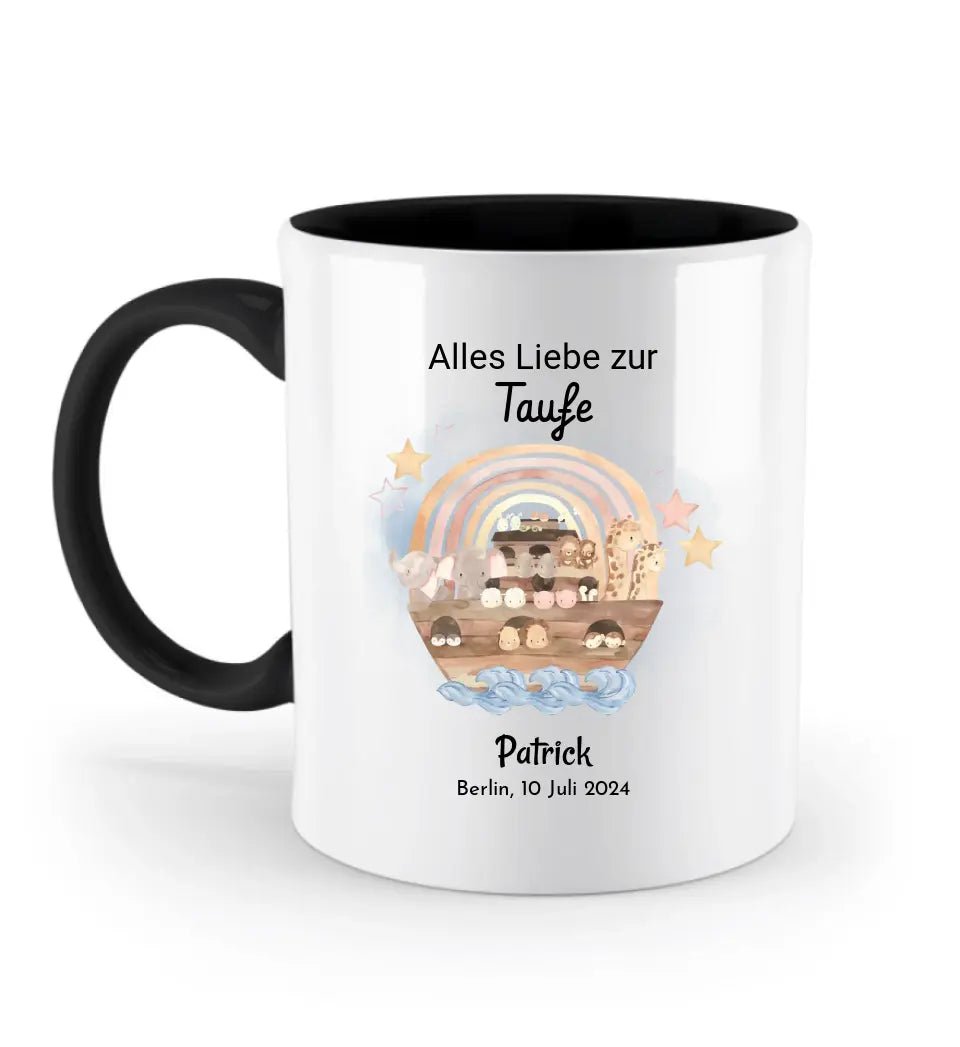 Junge Taufe Arche Noah Tasse mit Name personalisiert - Cantty
