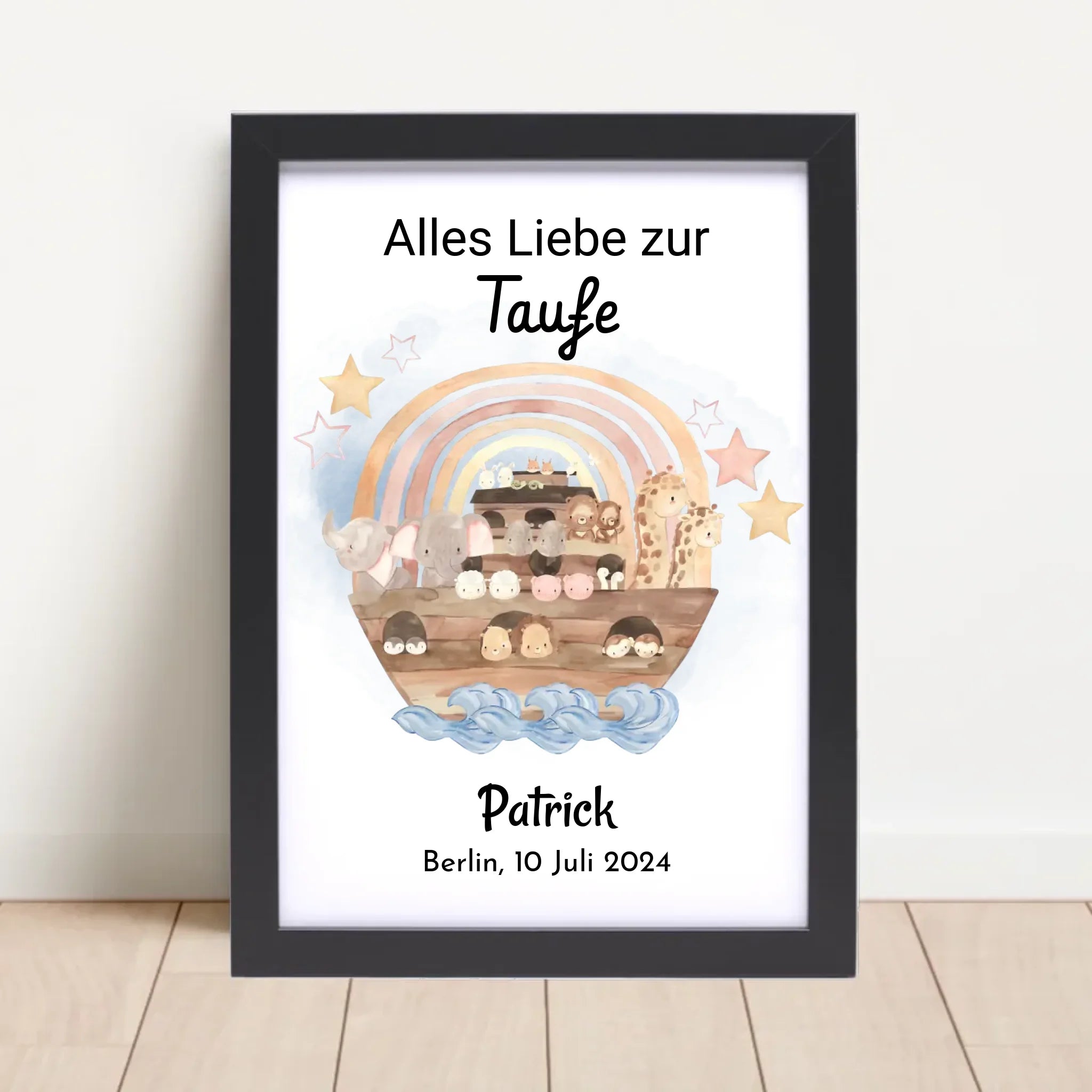 Junge Taufe Geschenk Bild mit Name und Taufdatum personalisiert - Cantty