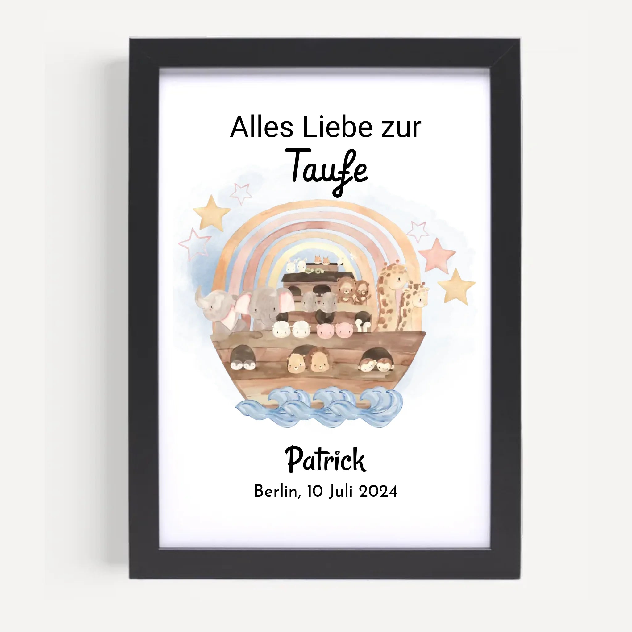 Junge Taufe Geschenk Bild mit Name und Taufdatum personalisiert - Cantty