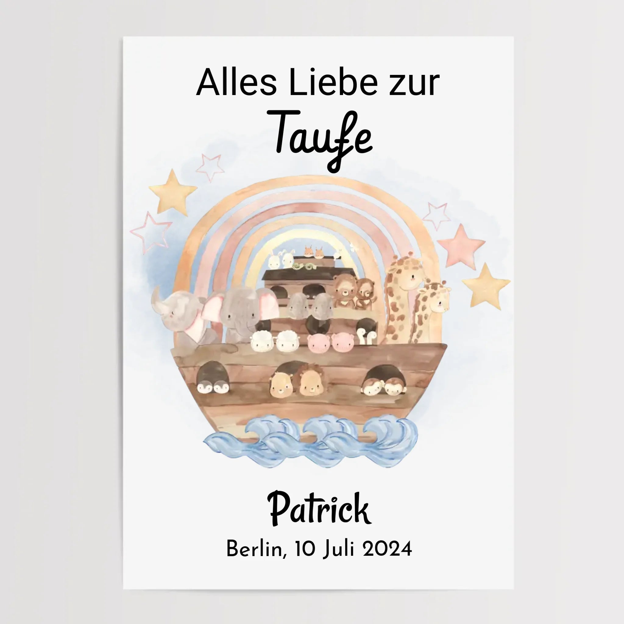 Junge Taufe Geschenk Bild mit Name und Taufdatum personalisiert - Cantty