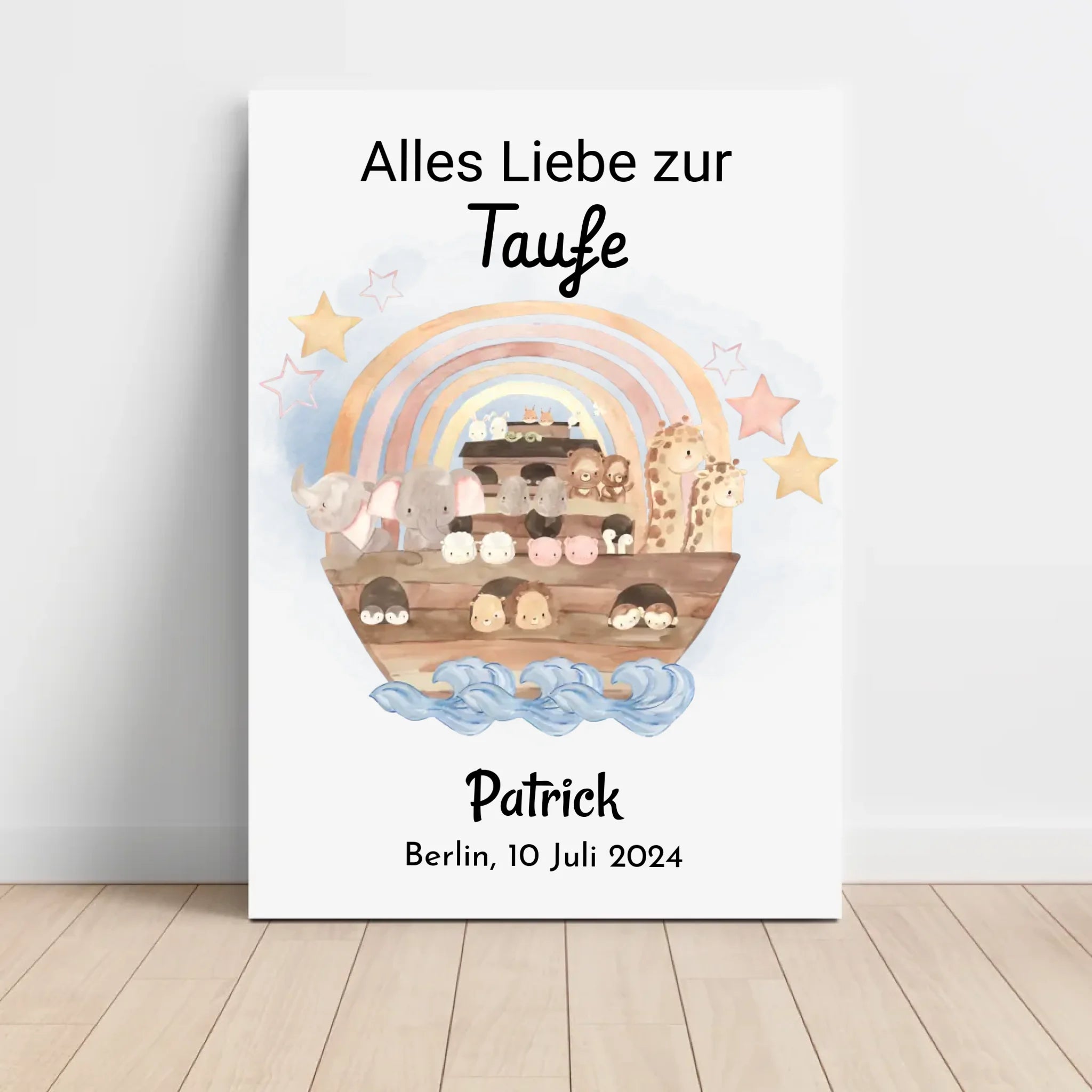 Junge Taufe Geschenk Bild mit Name und Taufdatum personalisiert - Cantty