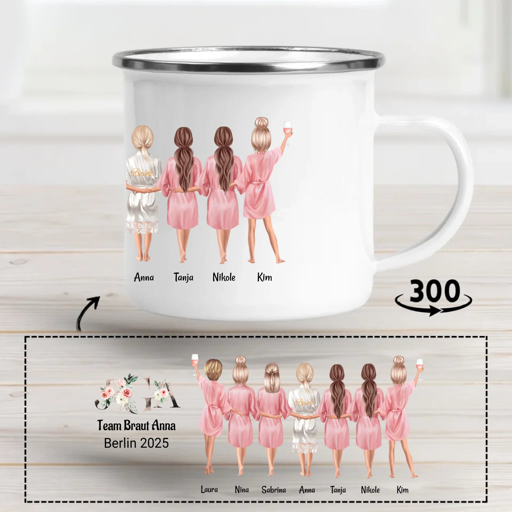 Junggesellinnenabschied JGA Tasse 3 - 9 Frauen Geschenk - Cantty