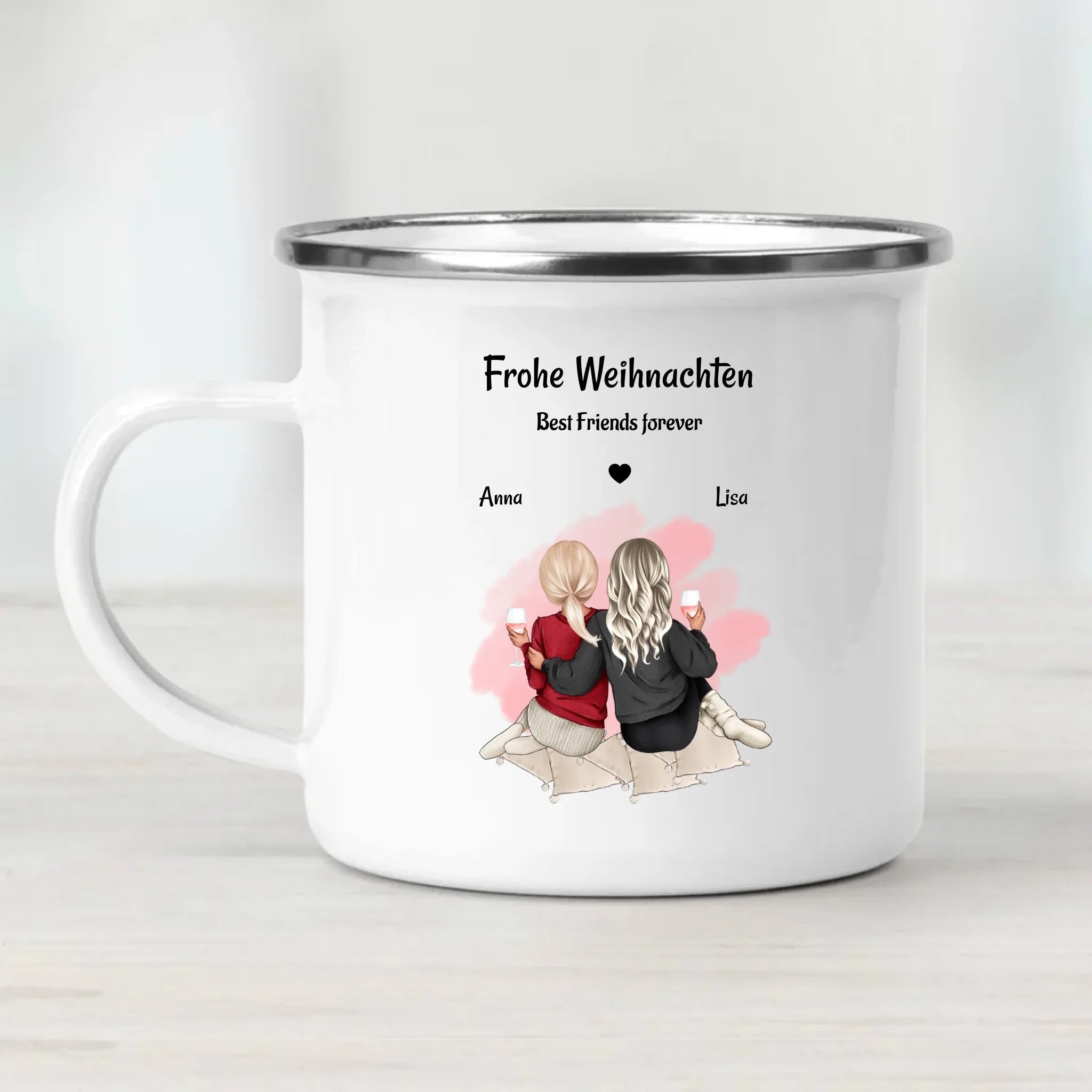 Kaffetasse & Emaille Tasse Geschenk Weihnachten beste Freundin - Cantty
