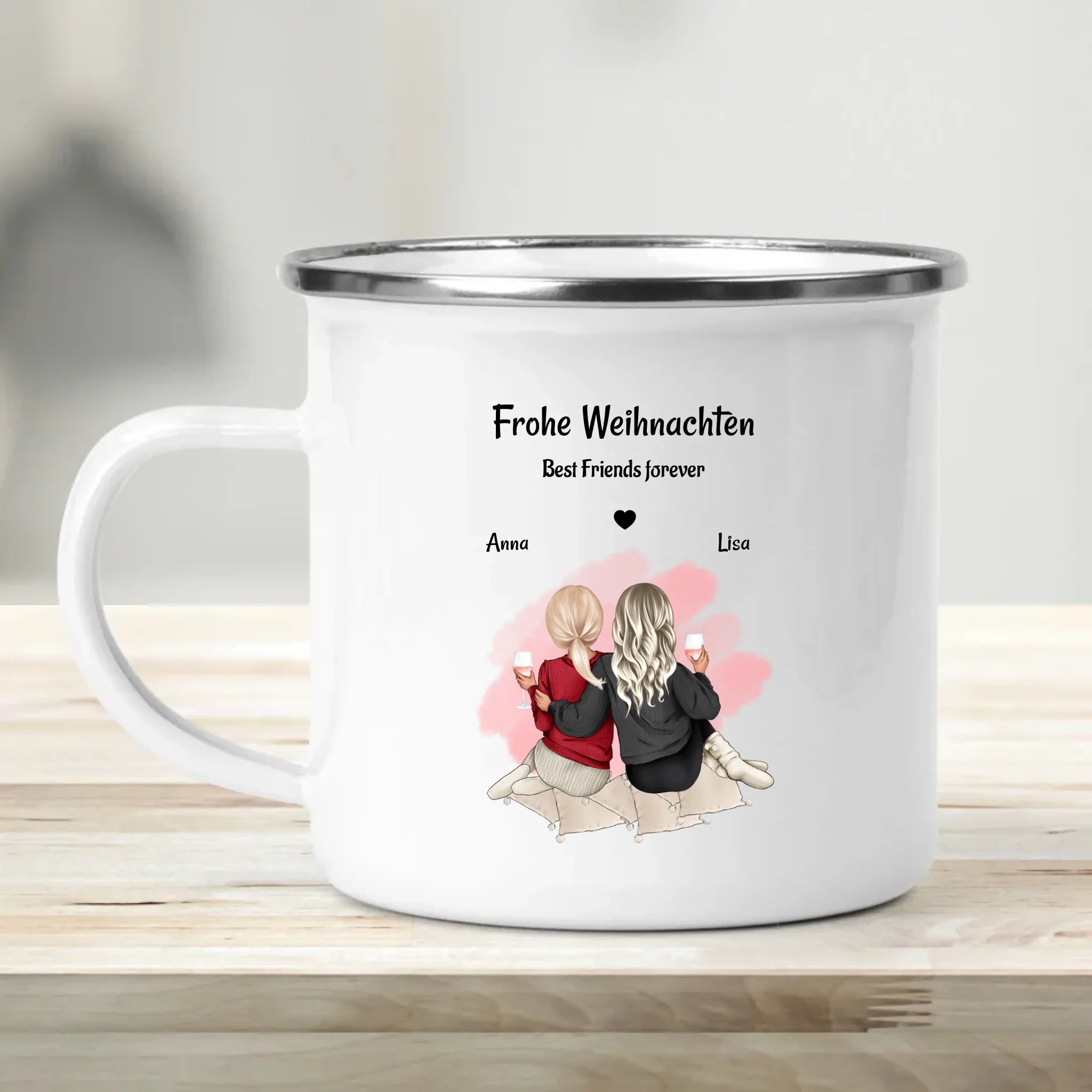 Kaffetasse & Emaille Tasse Geschenk Weihnachten beste Freundin - Cantty