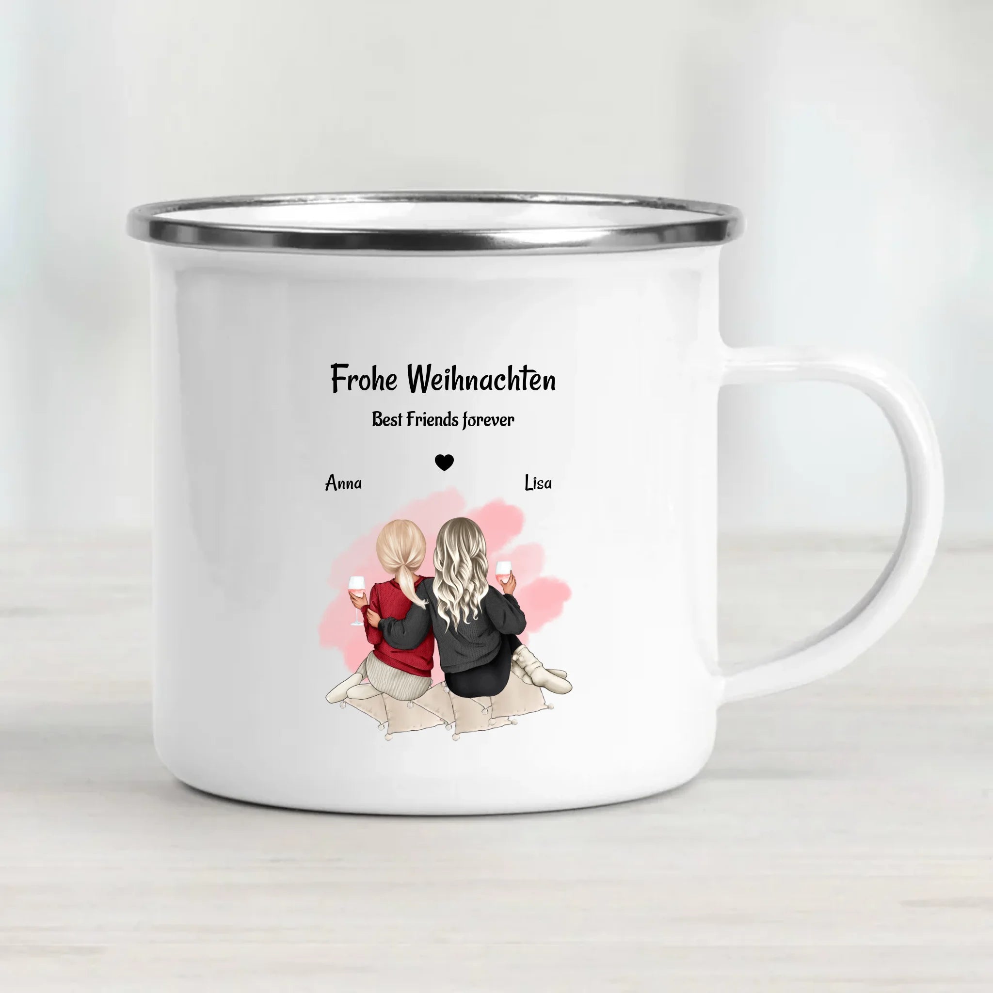 Kaffetasse & Emaille Tasse Geschenk Weihnachten beste Freundin - Cantty