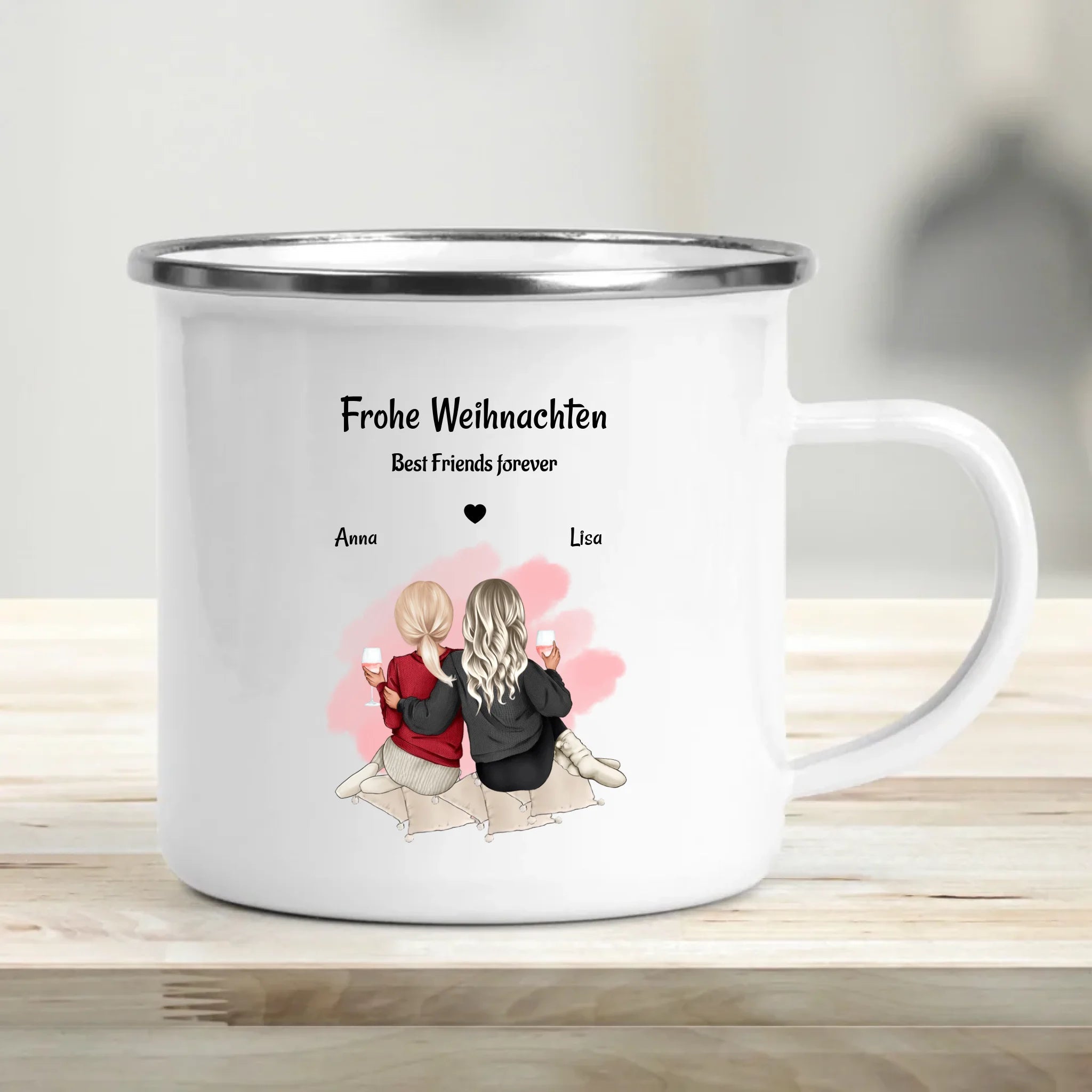 Kaffetasse & Emaille Tasse Geschenk Weihnachten beste Freundin - Cantty