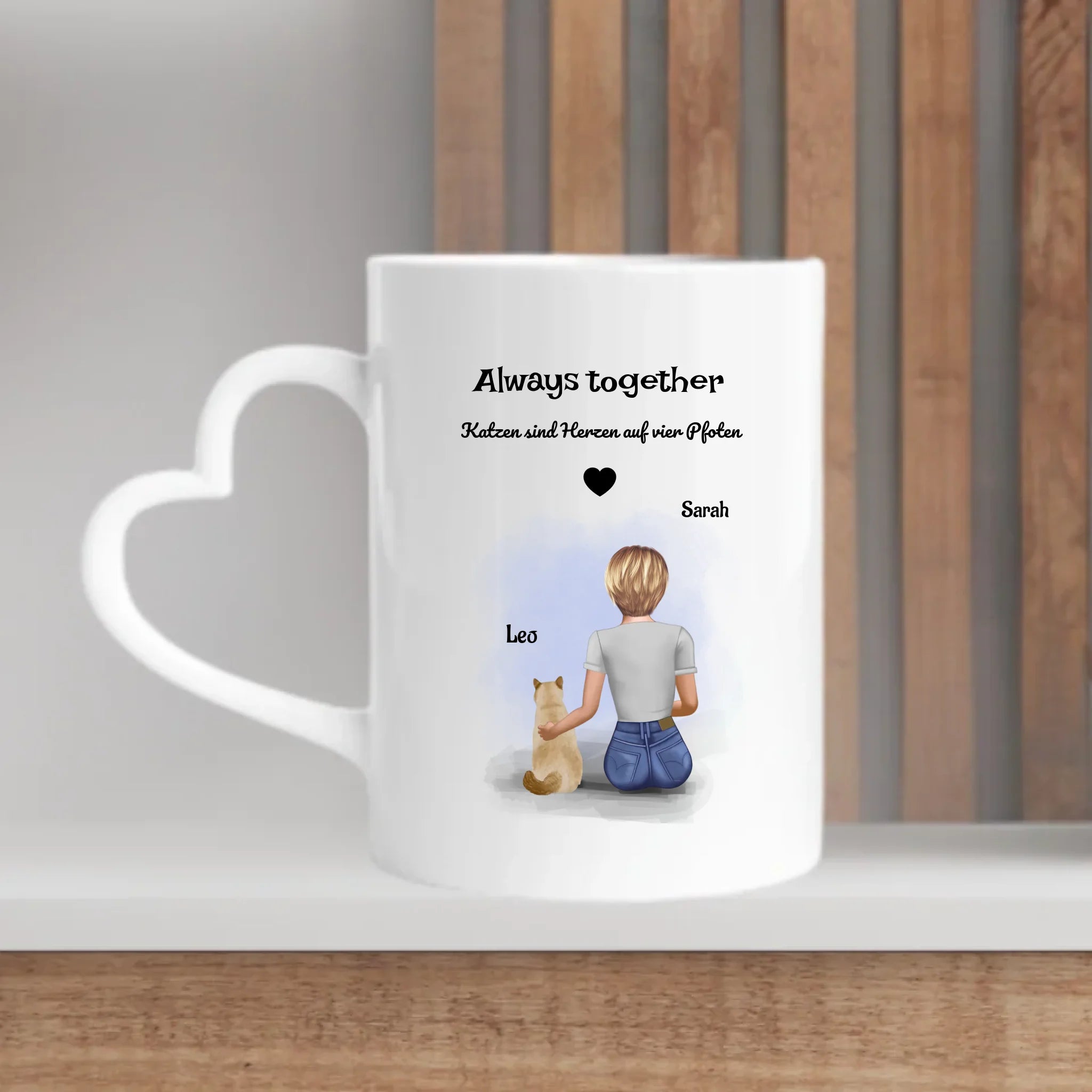 Katzenmama Geschenk Tasse Bild mit Katze und Frauchen - Cantty