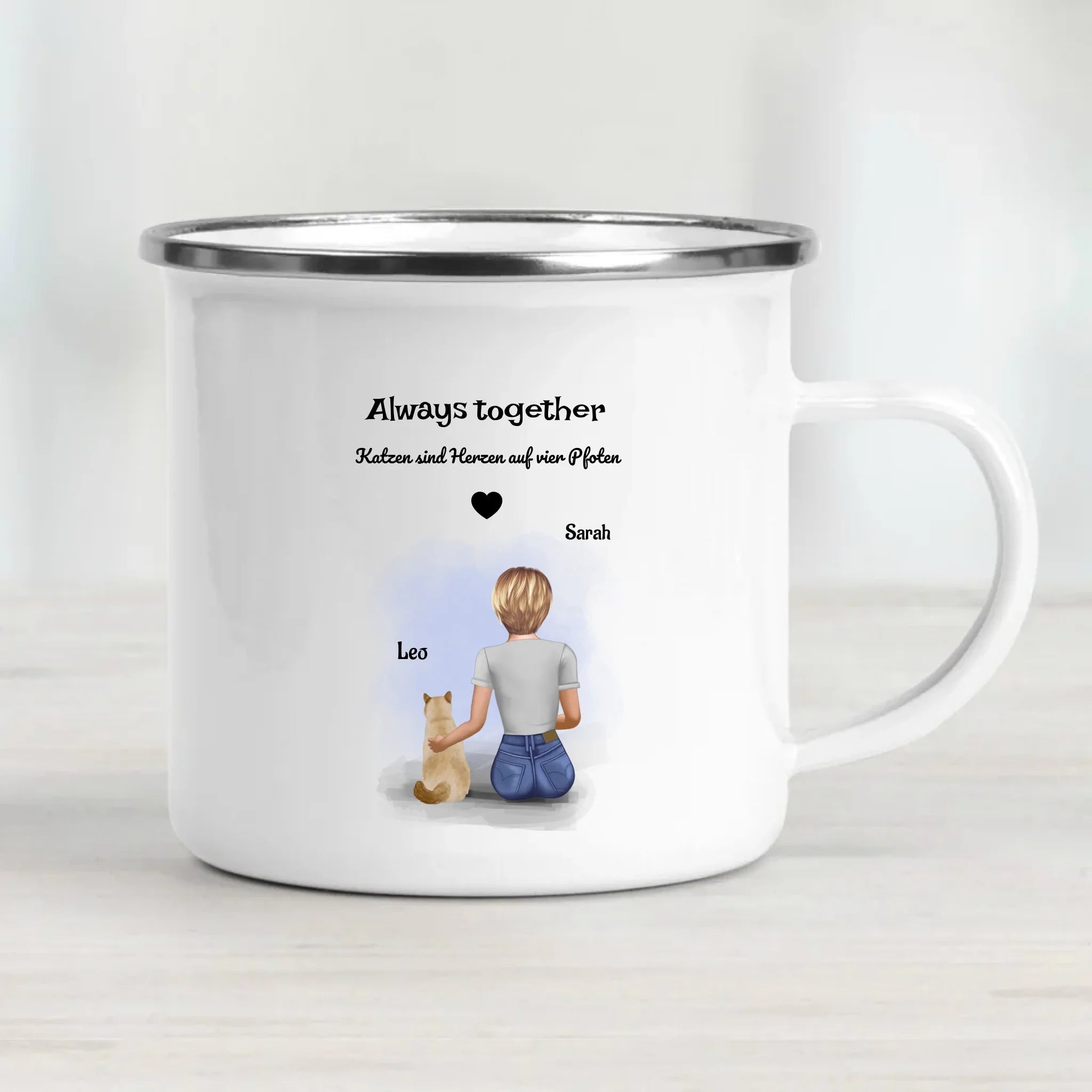 Katzenmama Geschenk Tasse Bild mit Katze und Frauchen - Cantty