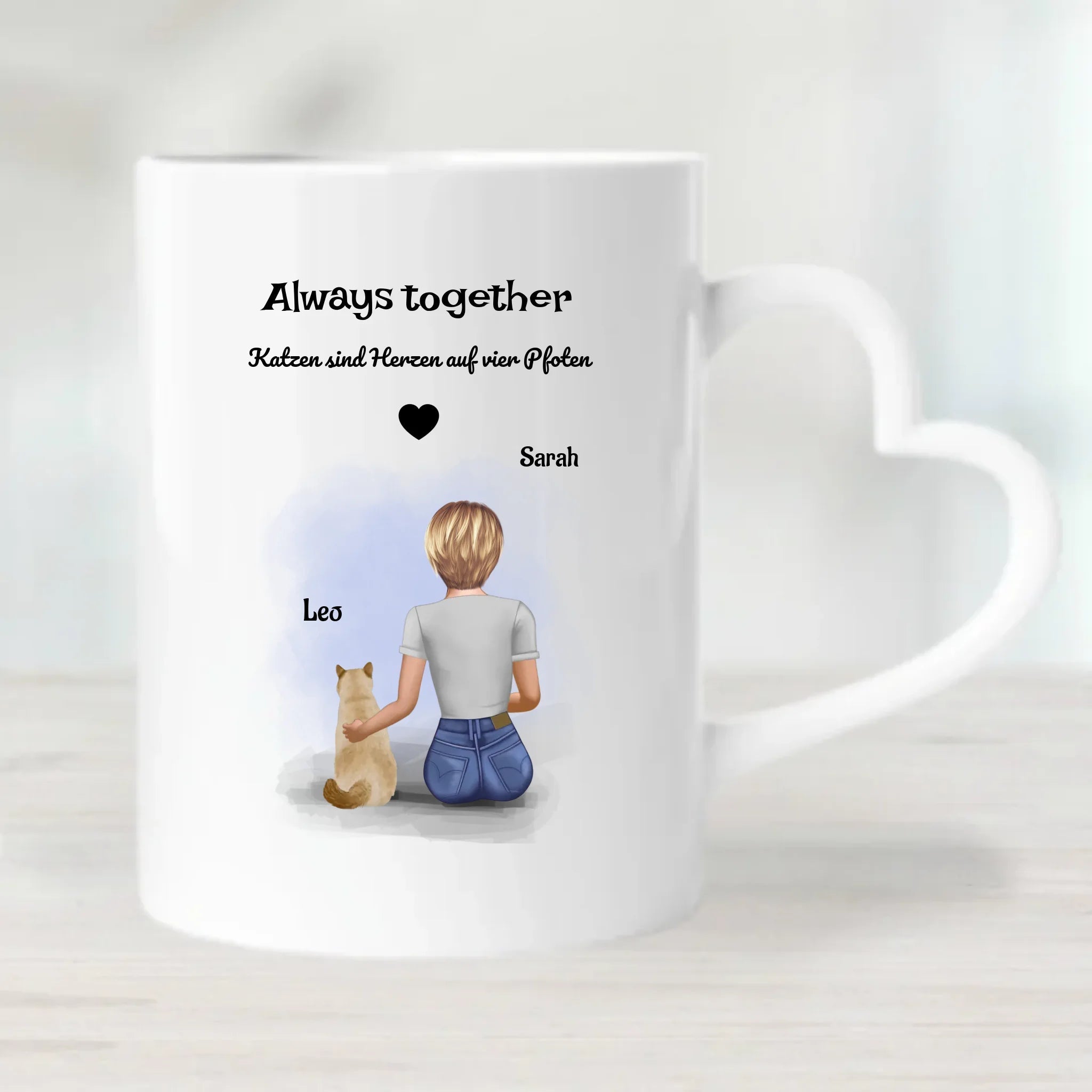 Katzenmama Geschenk Tasse Bild mit Katze und Frauchen - Cantty