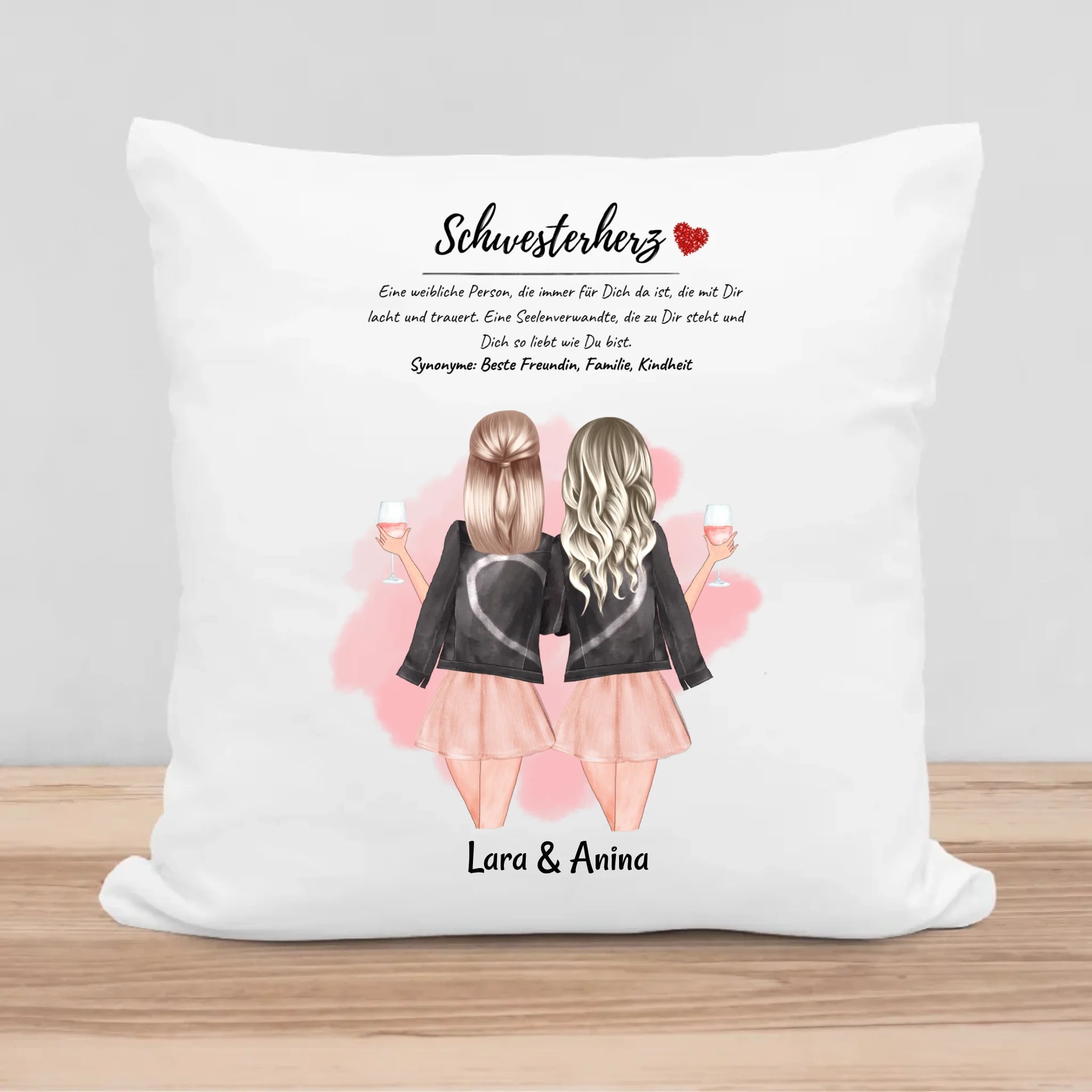 Kissen Geschenk für Schwester mit Namen & Schwesterherz Definition - Cantty