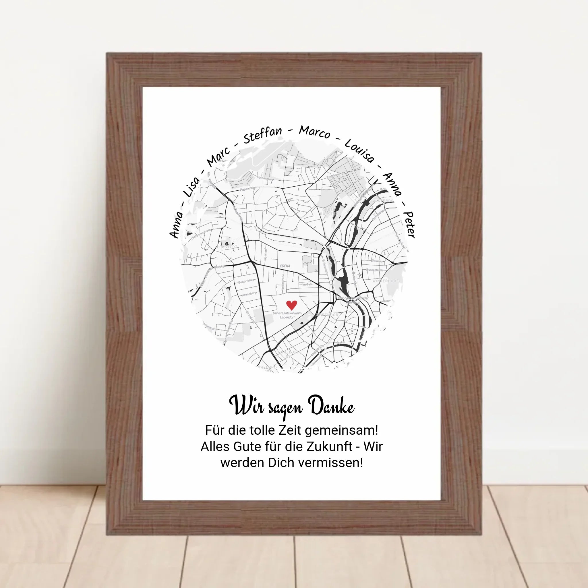 Kollegin Abschiedsgeschenk Koordinaten Stadtkarte Poster von Kollegen personalisiert - Cantty