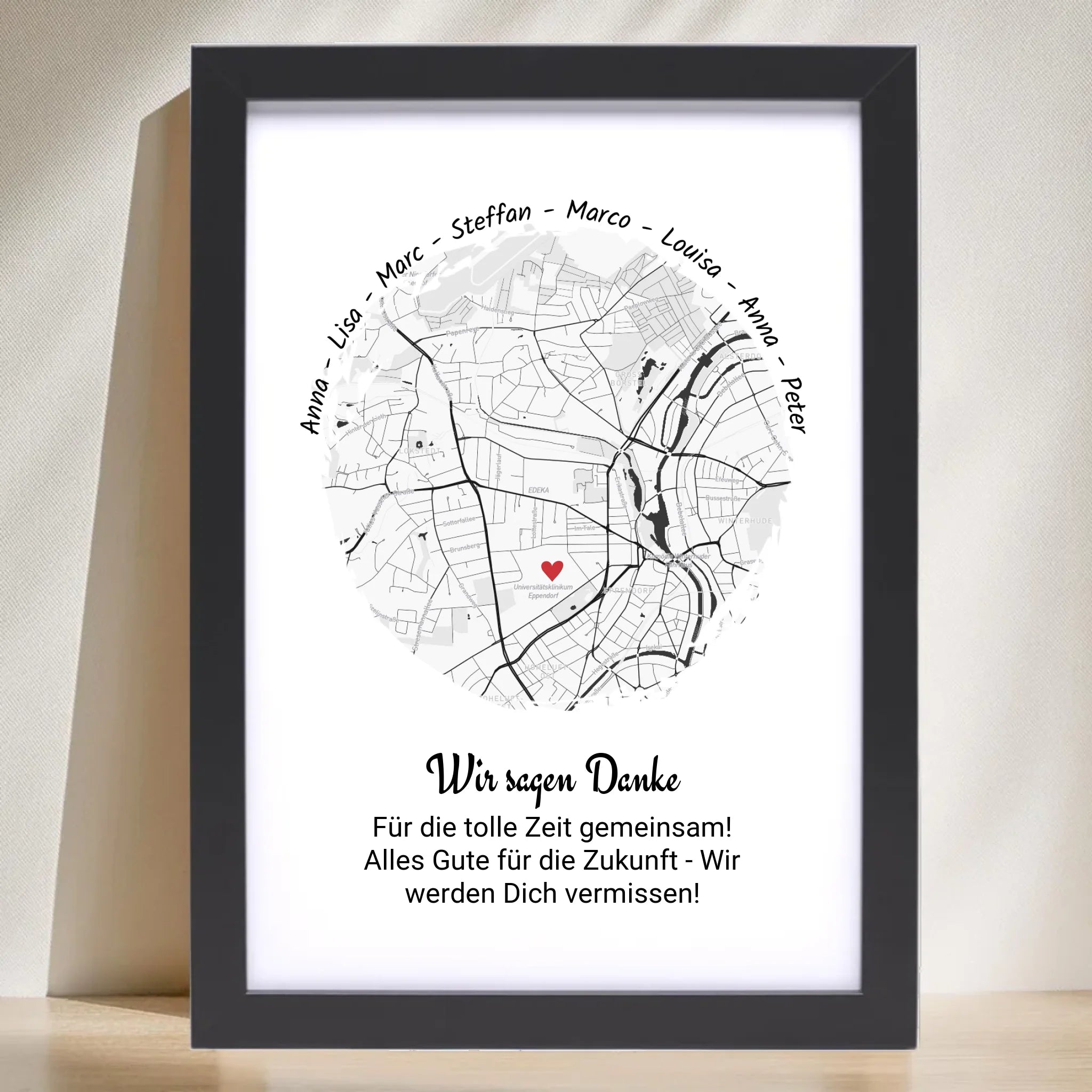 Kollegin Abschiedsgeschenk Koordinaten Stadtkarte Poster von Kollegen personalisiert - Cantty