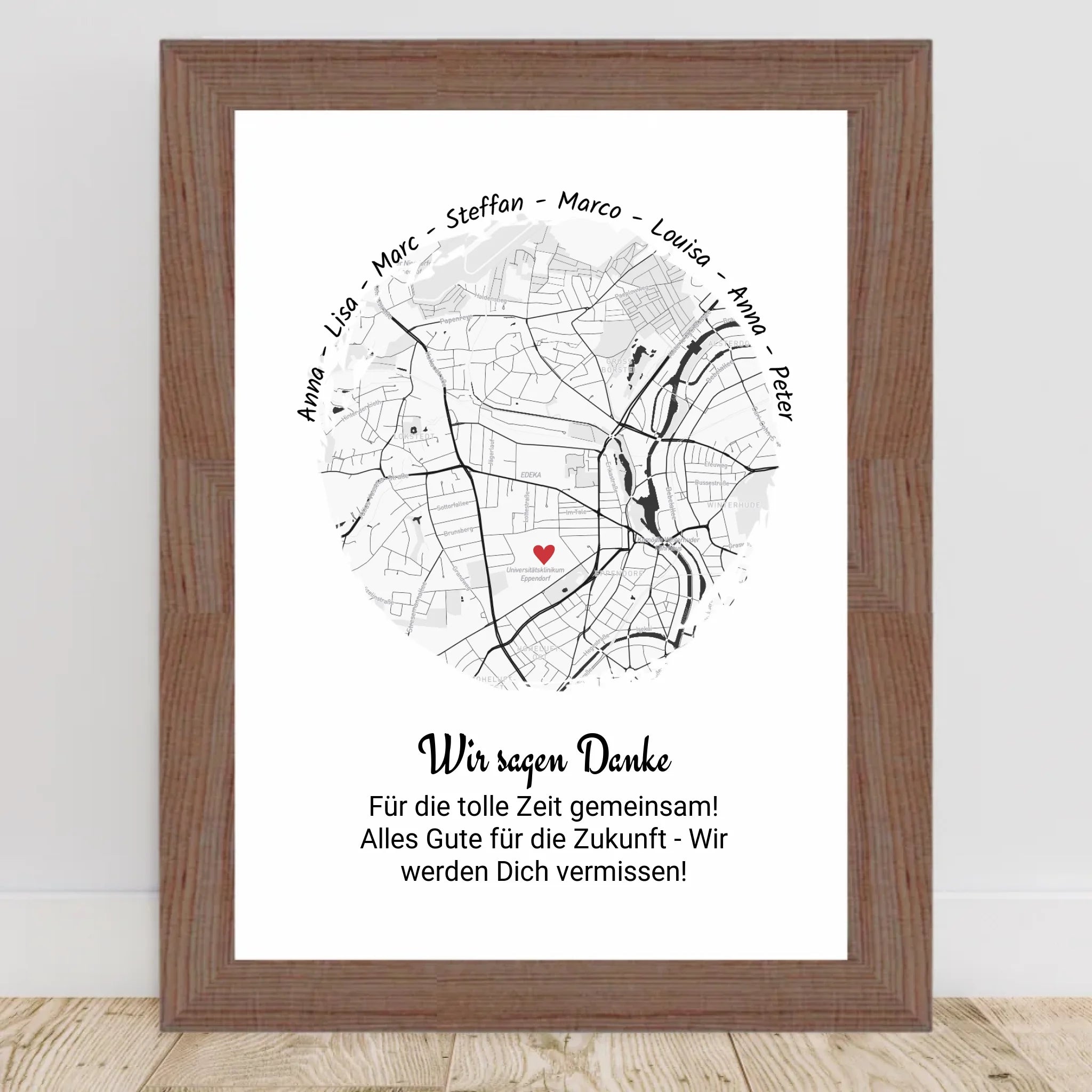 Kollegin Abschiedsgeschenk Koordinaten Stadtkarte Poster von Kollegen personalisiert - Cantty