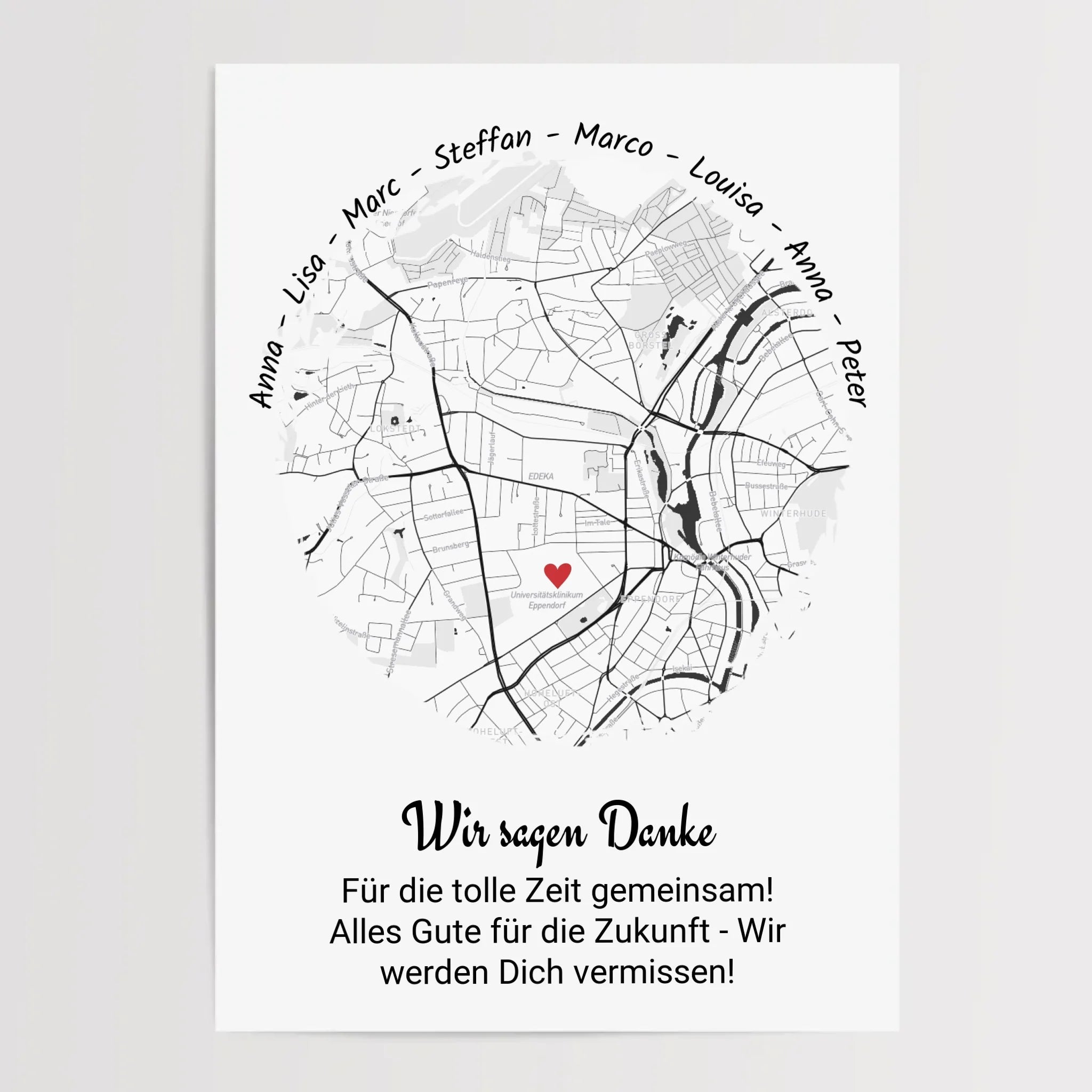 Kollegin Abschiedsgeschenk Koordinaten Stadtkarte Poster von Kollegen personalisiert - Cantty