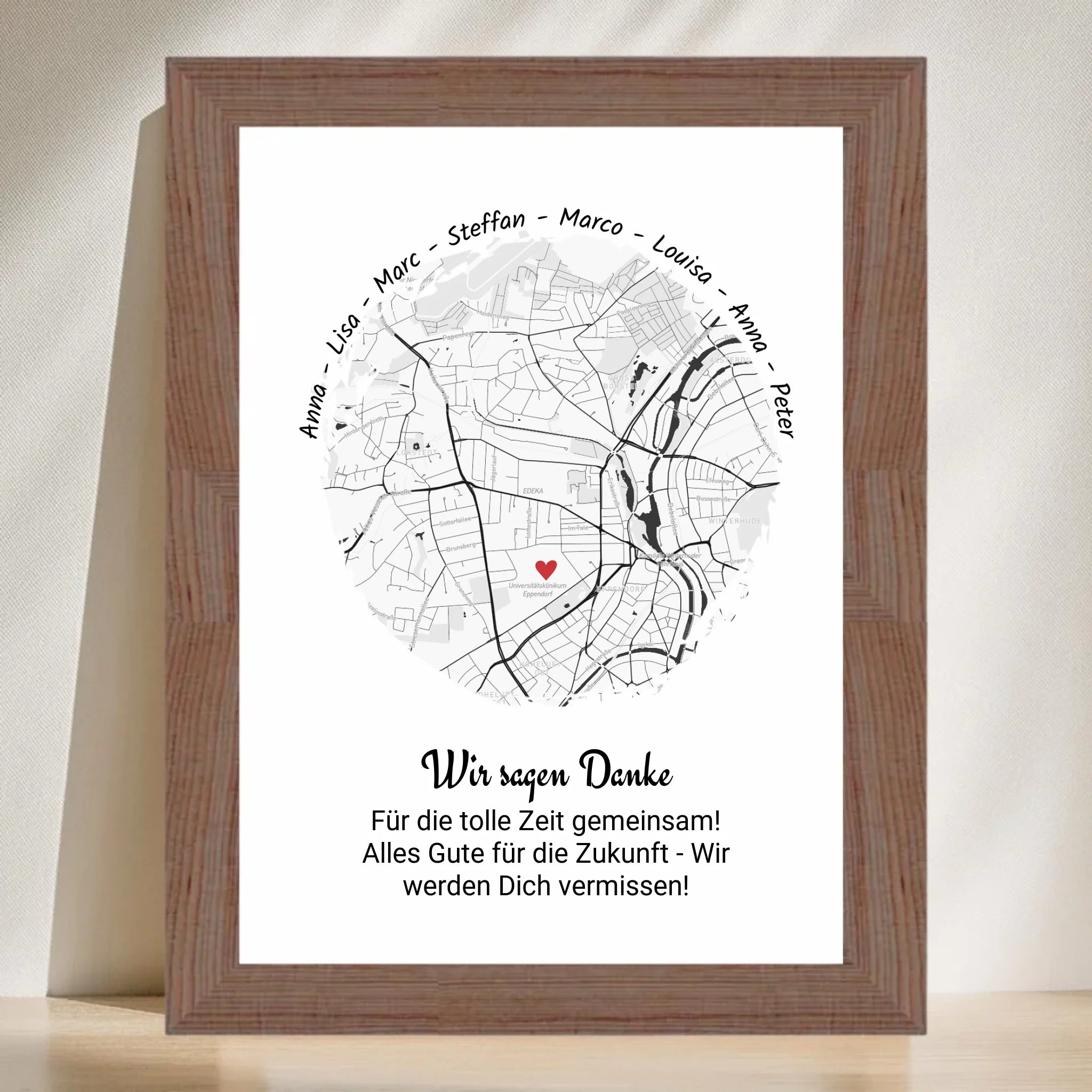 Kollegin Abschiedsgeschenk Koordinaten Stadtkarte Poster von Kollegen personalisiert - Cantty