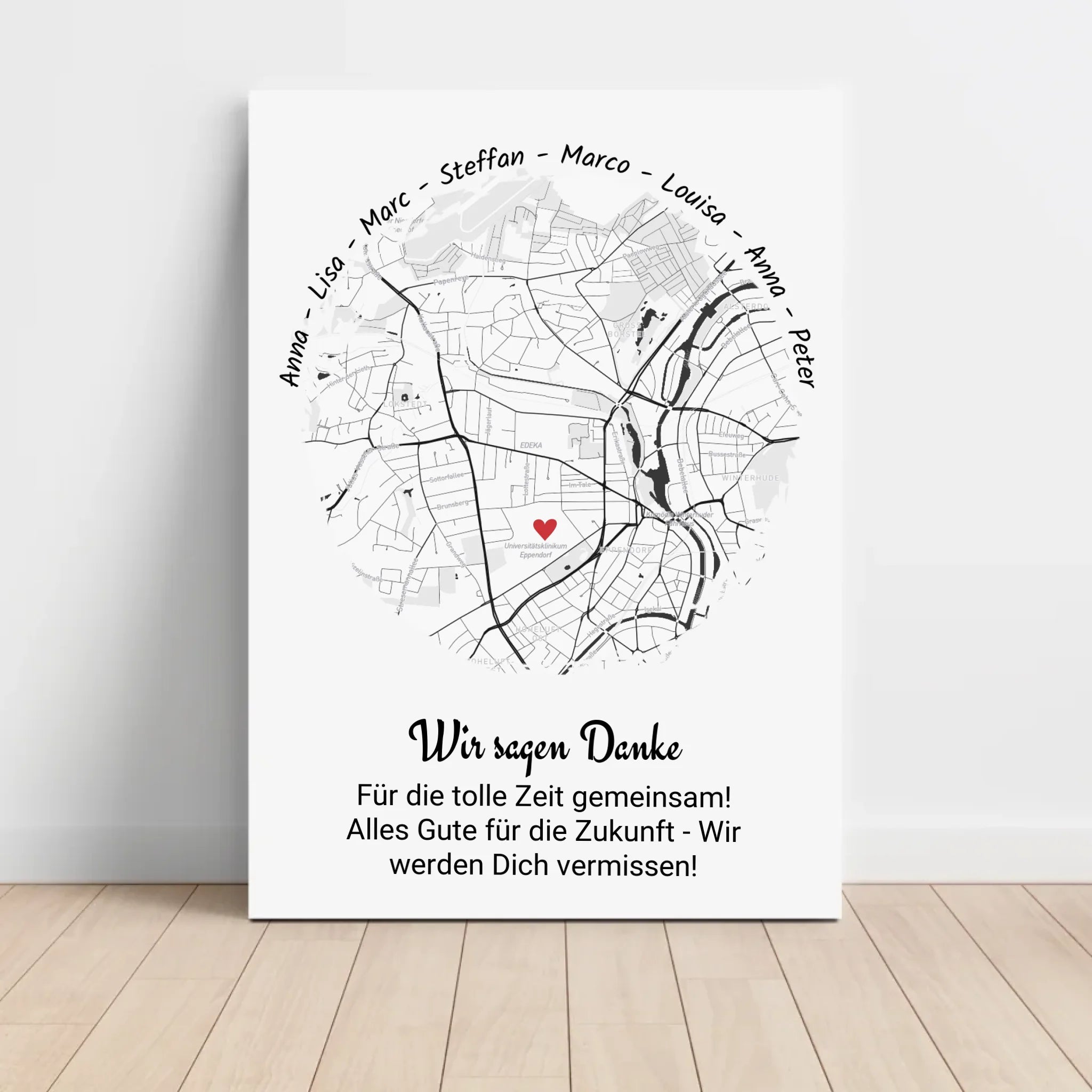 Kollegin Abschiedsgeschenk Koordinaten Stadtkarte Poster von Kollegen personalisiert - Cantty