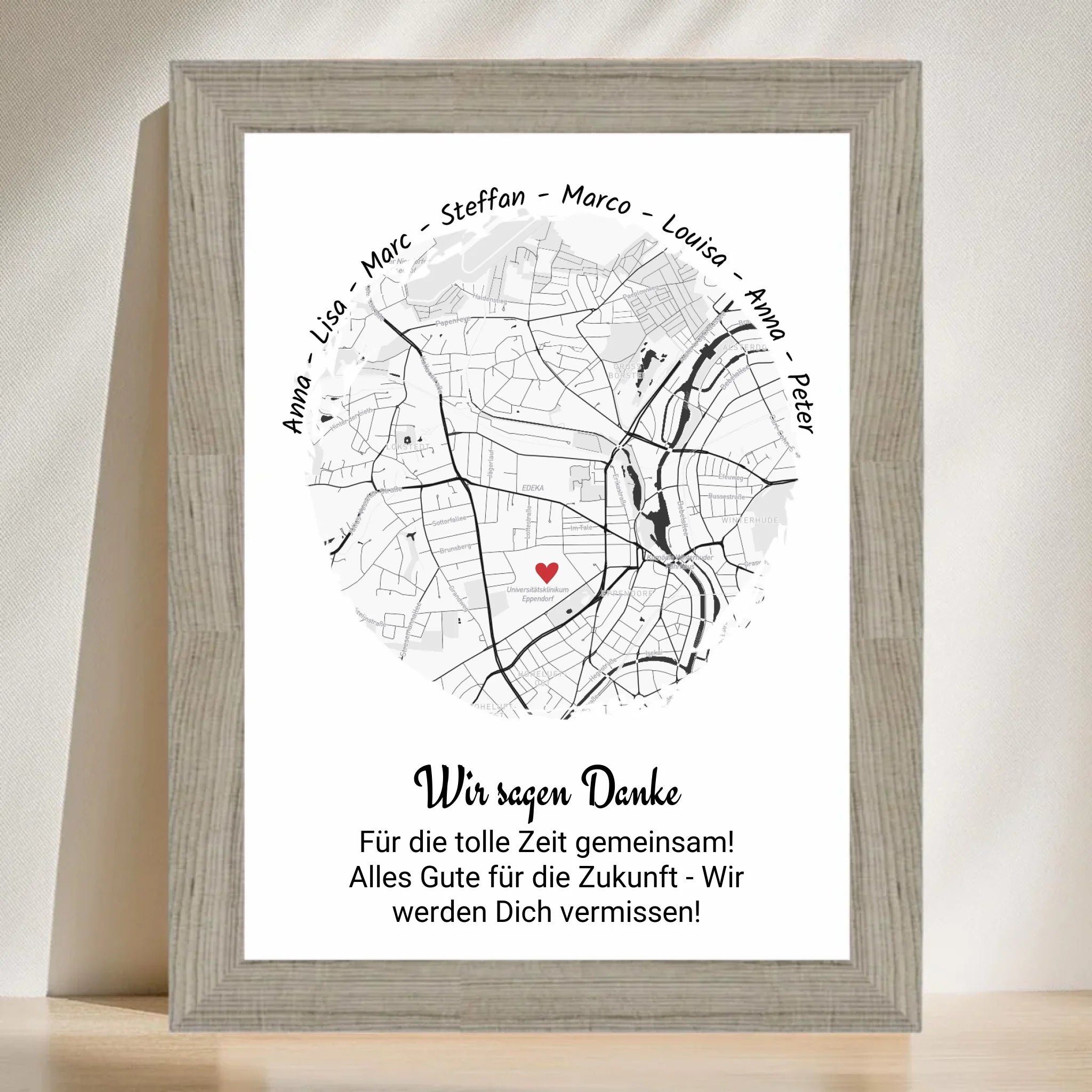Kollegin Abschiedsgeschenk Koordinaten Stadtkarte Poster von Kollegen personalisiert - Cantty