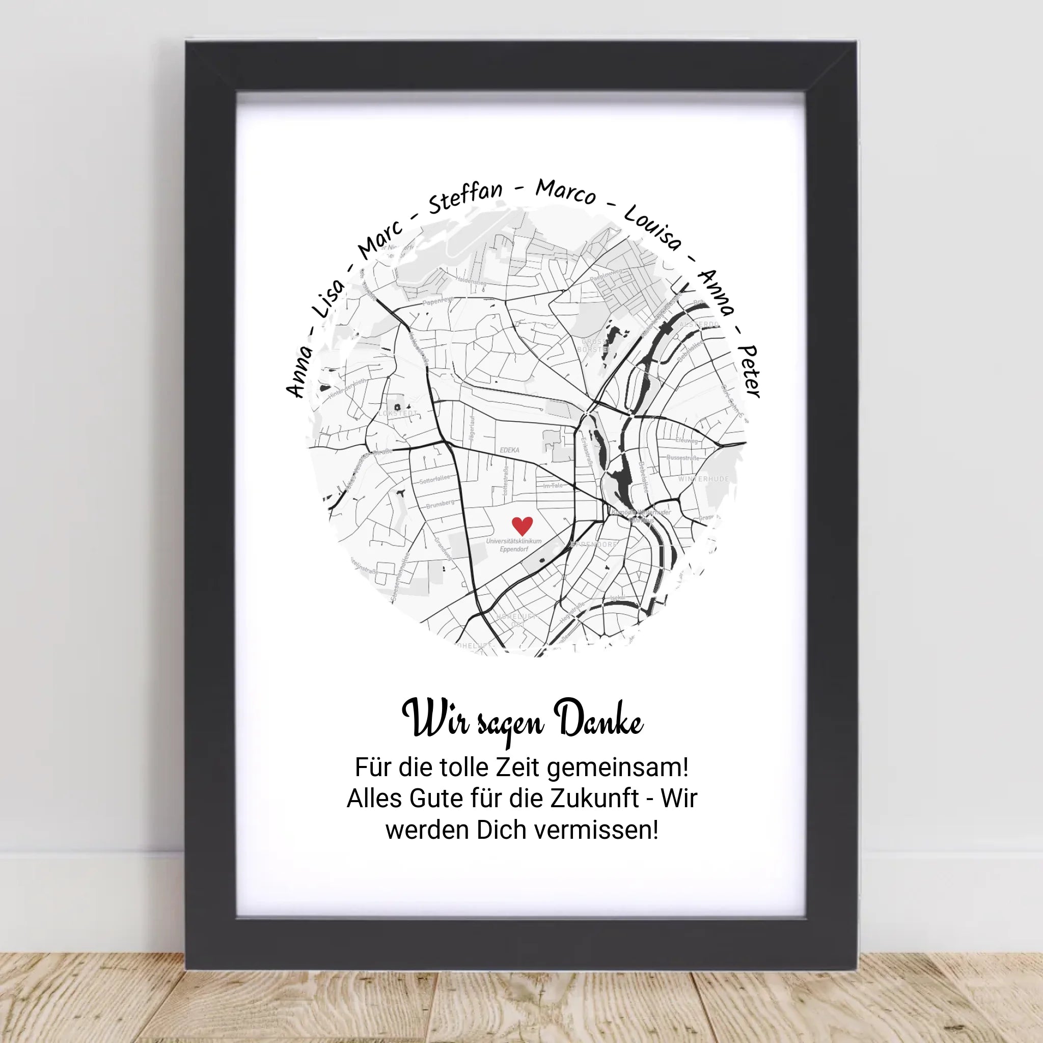 Kollegin Abschiedsgeschenk Koordinaten Stadtkarte Poster von Kollegen personalisiert - Cantty