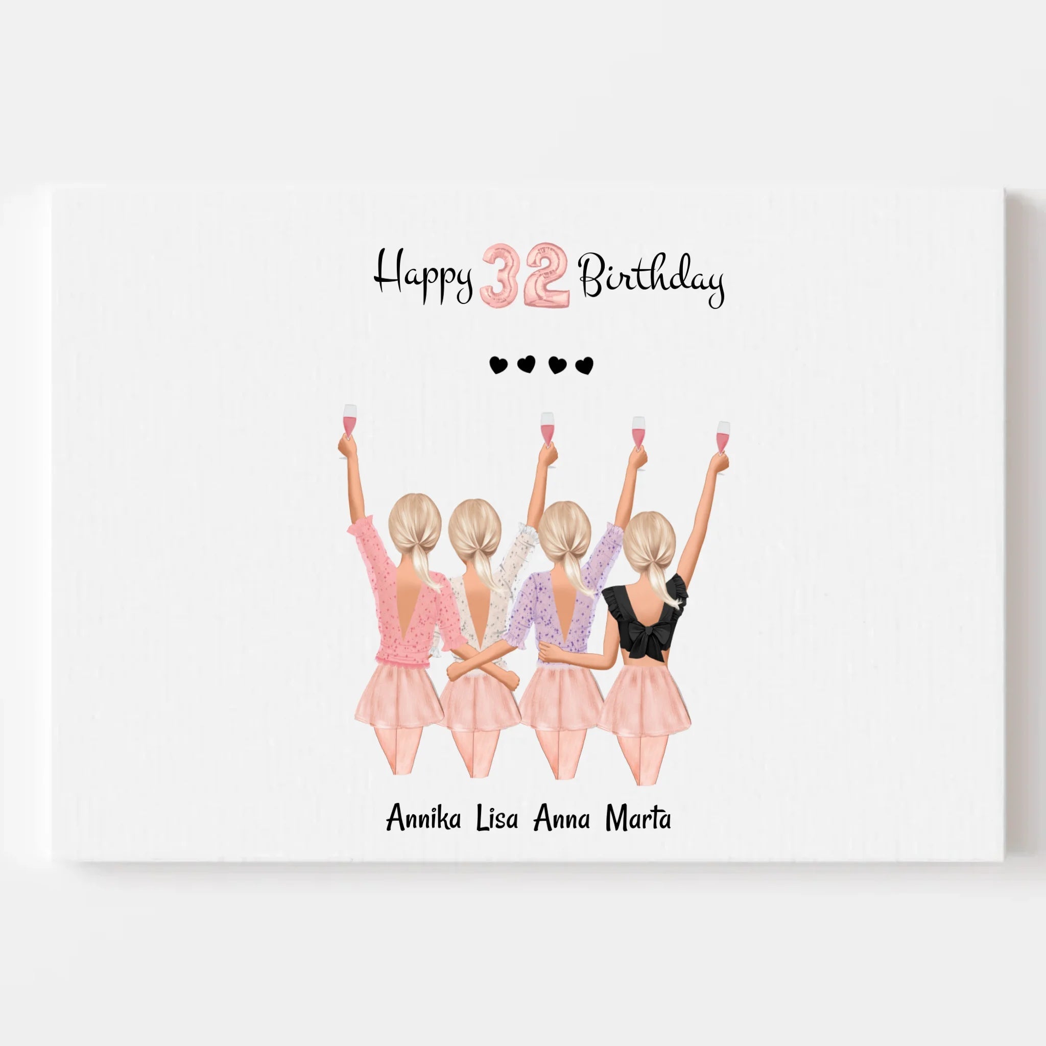 Leinwand Bild für 4 Freundinnen, Geschenk personalisiert - Cantty