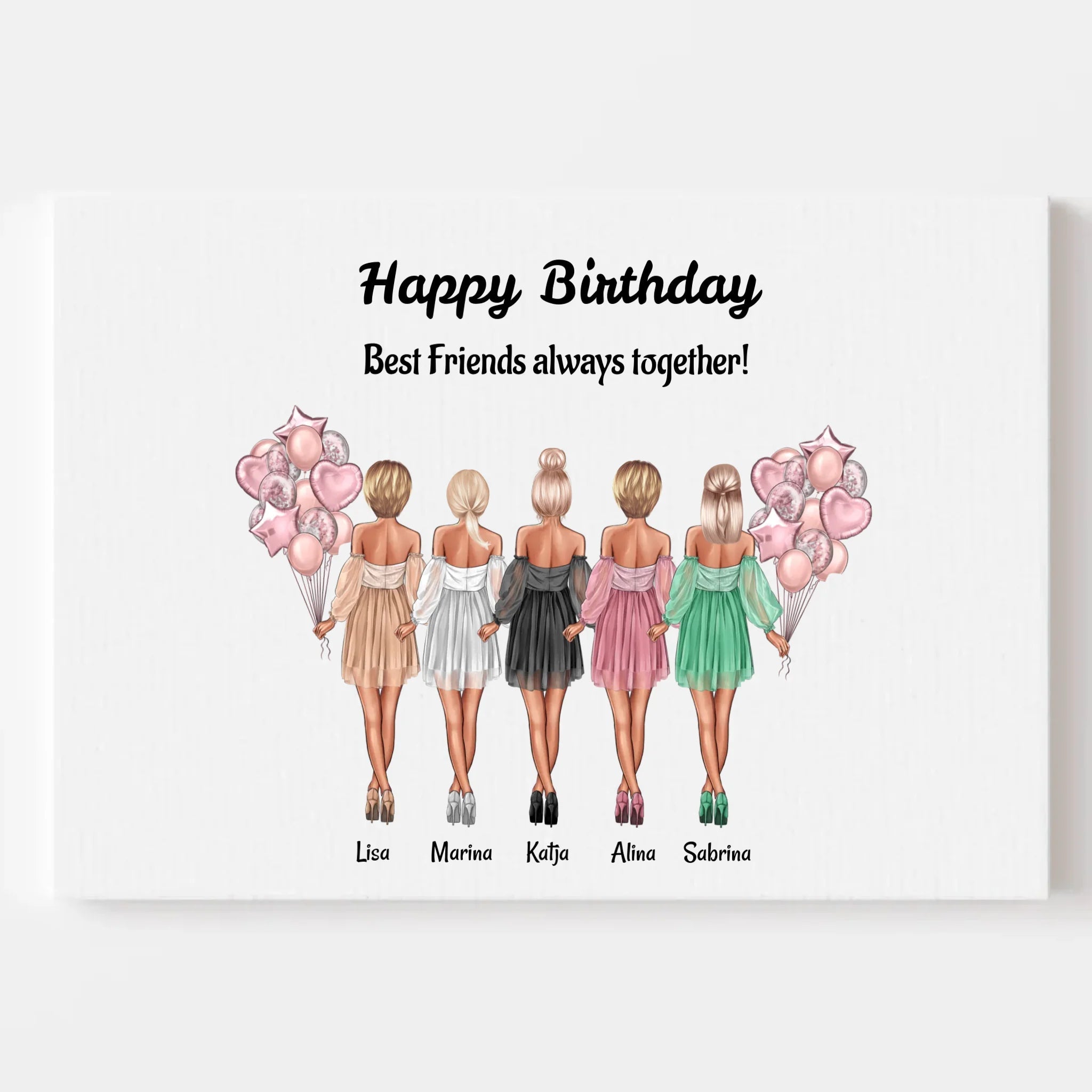 Leinwandbild 5 Freundinnen personalisierte Geschenkidee - Cantty