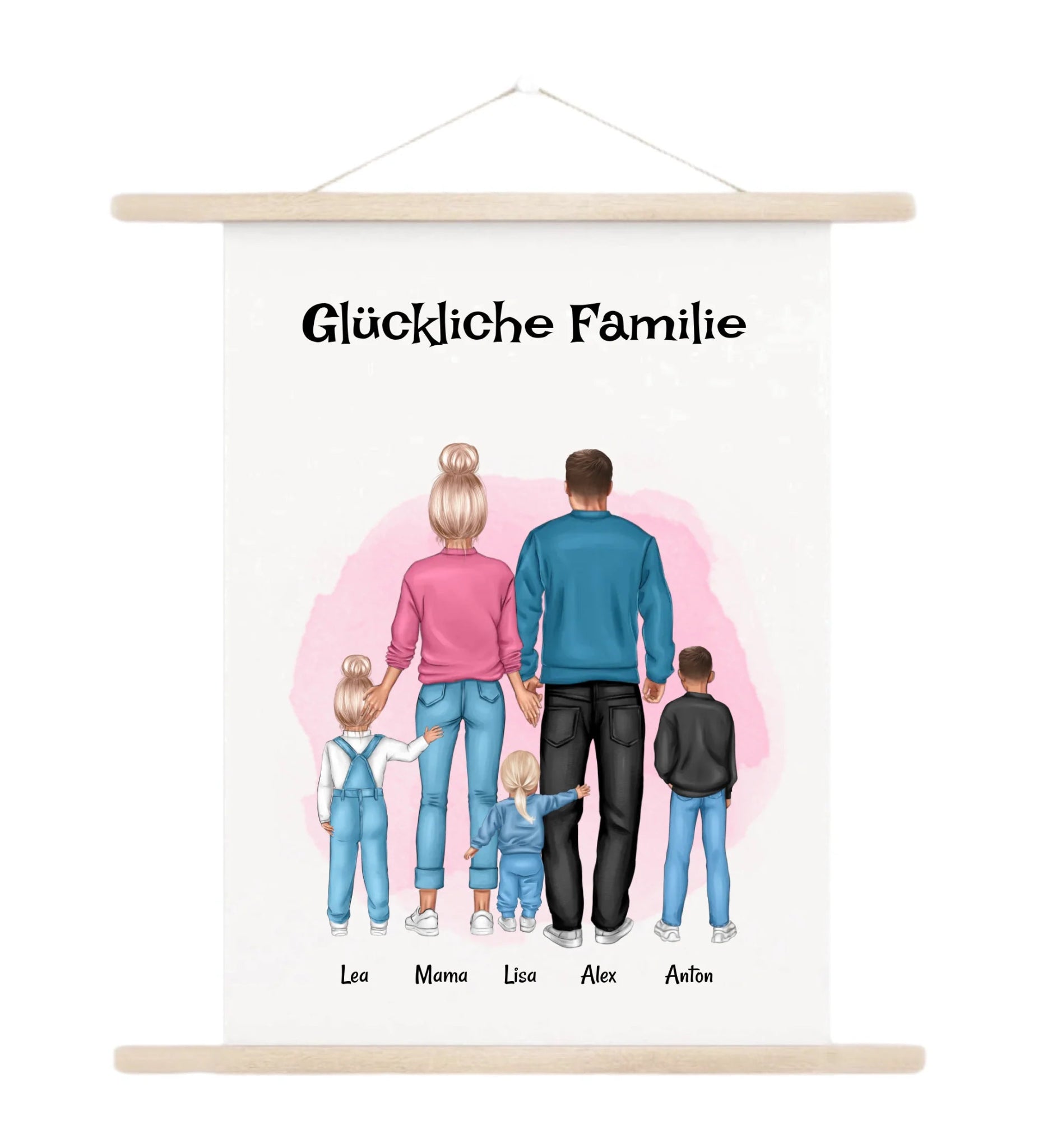 Leiwanddruck Familie Bild Geschenk mit Namen - Cantty
