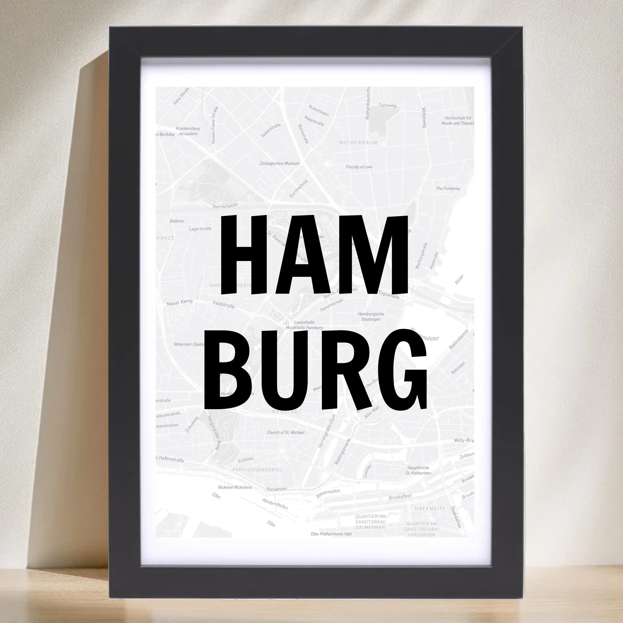 Lieblingsstadt Hamburg Koordinaten Straßenkarte Poster personalisiert - Cantty