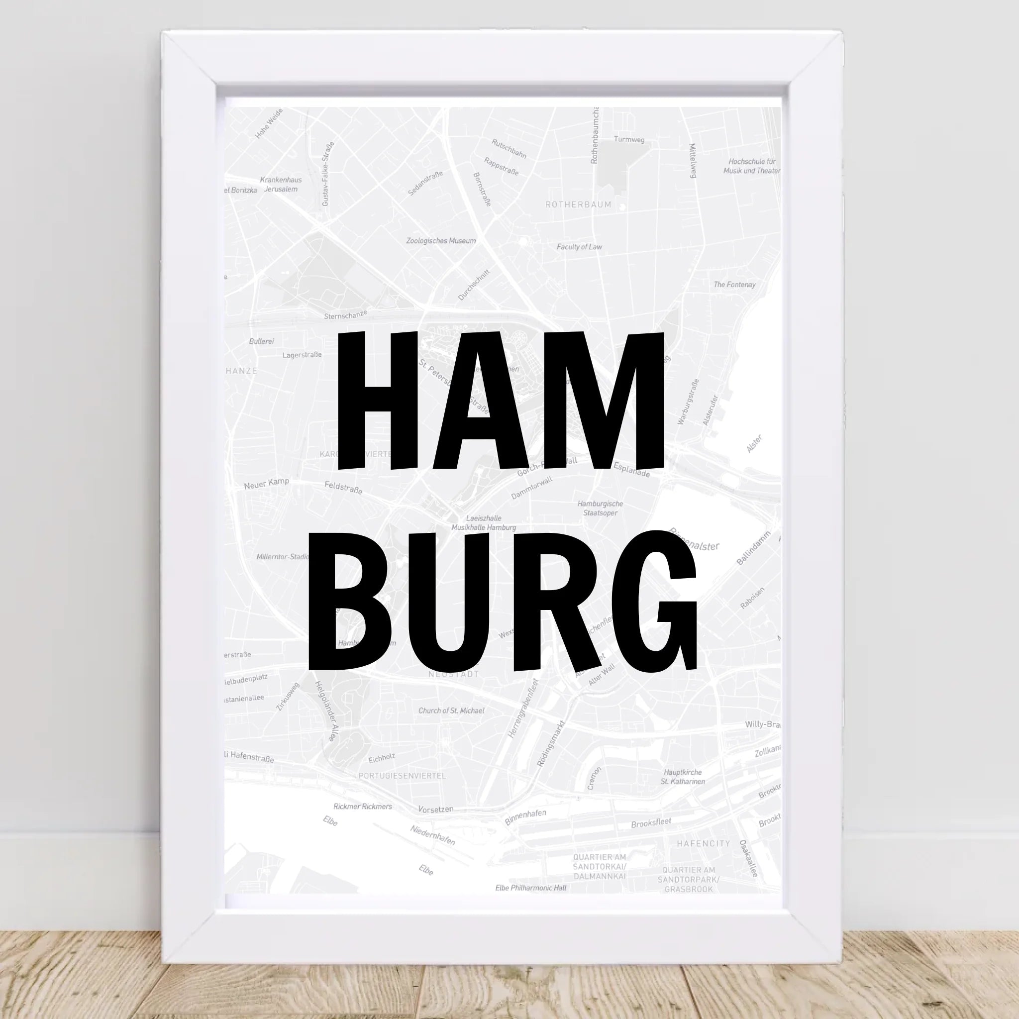 Lieblingsstadt Hamburg Koordinaten Straßenkarte Poster personalisiert - Cantty