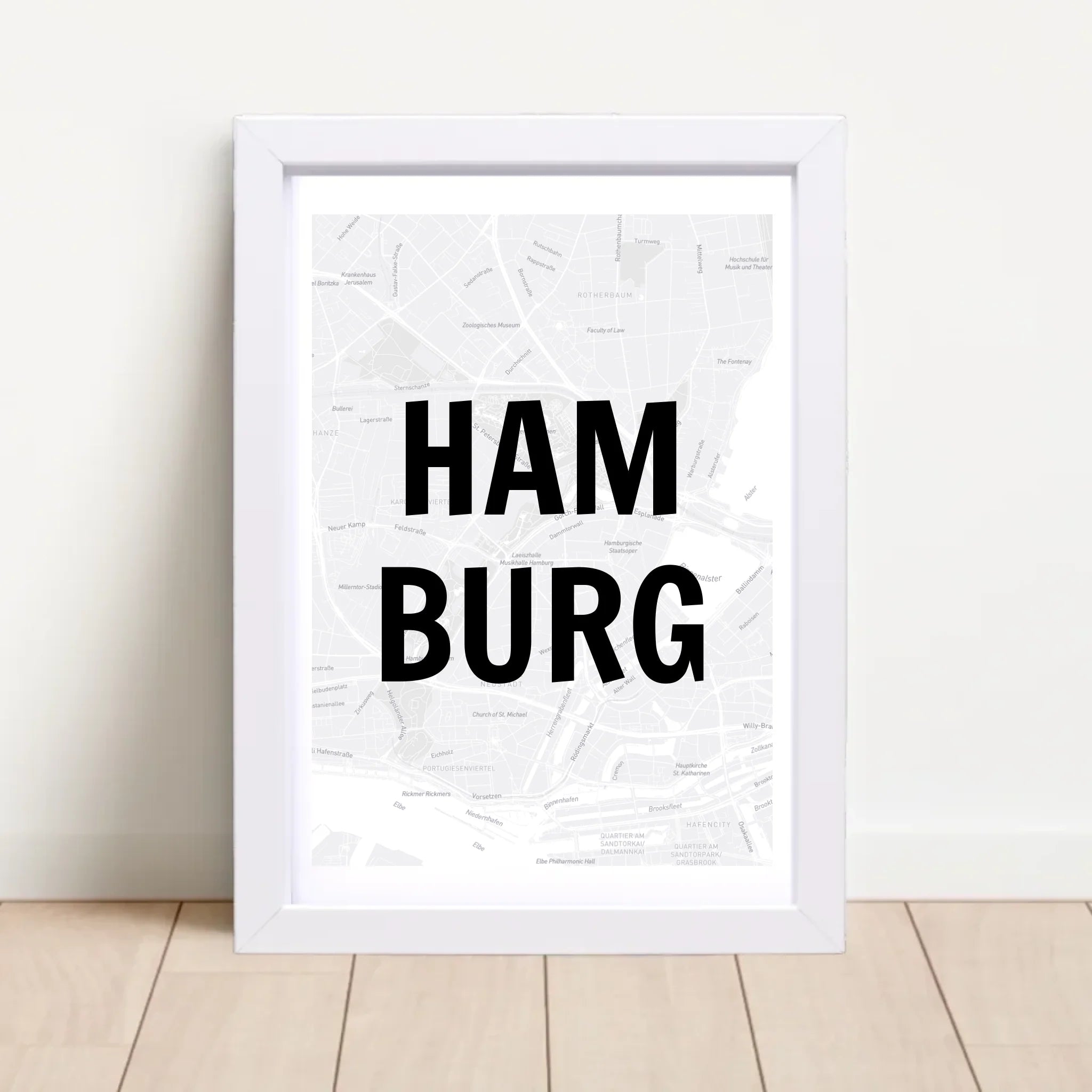 Lieblingsstadt Hamburg Koordinaten Straßenkarte Poster personalisiert - Cantty