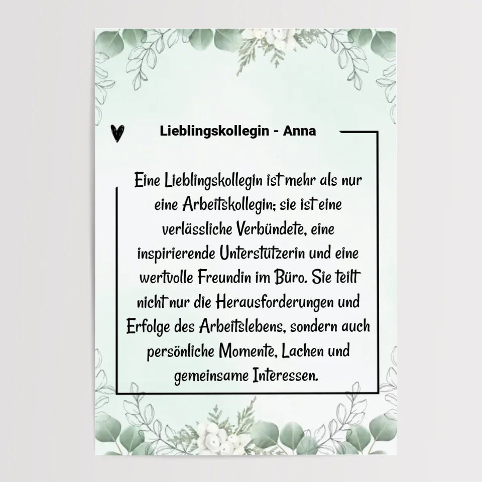Lielingskollegin Definition Poster Geschenk personalisiert - Cantty