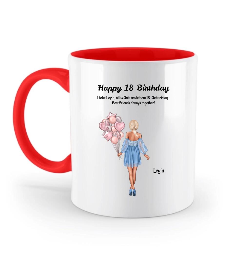Mädchen 18 Geburtstag Tasse personalisiert - Cantty
