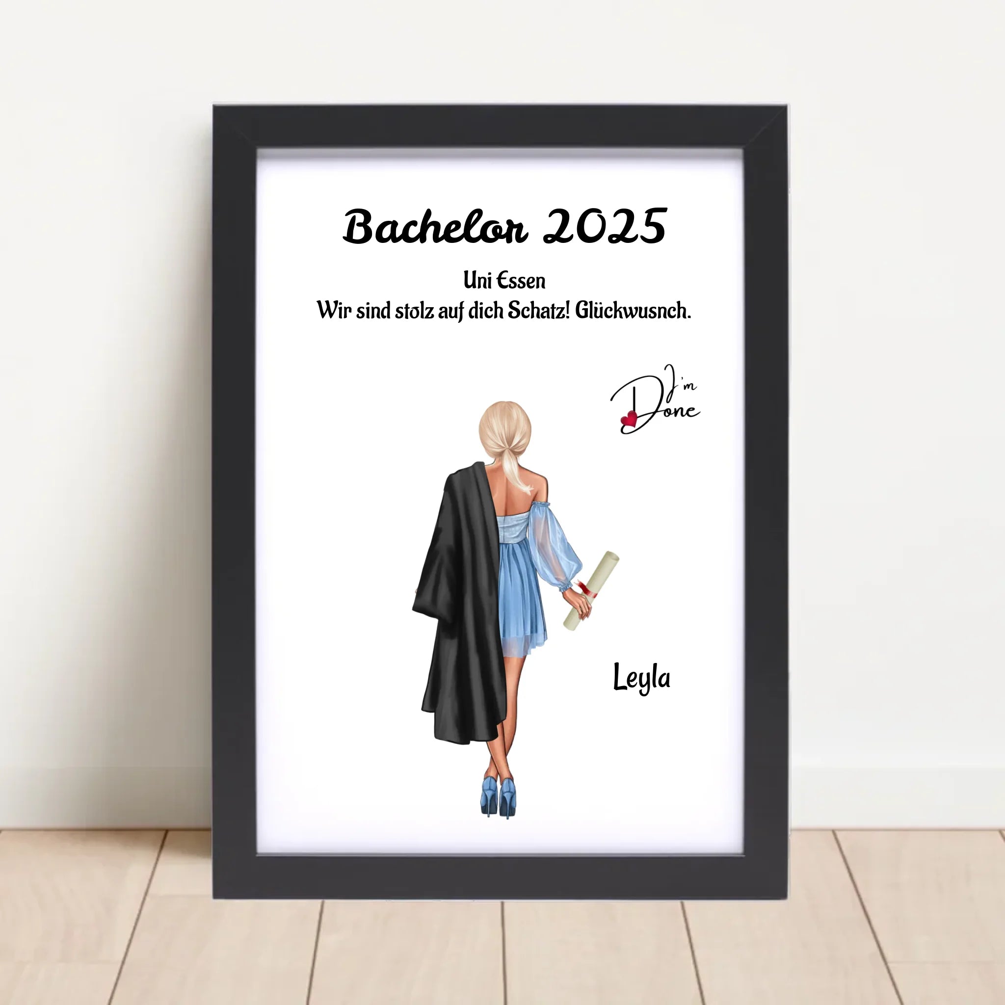 Mädchen Bachelor Abschluss Bild Geschenk personalisiert - Cantty