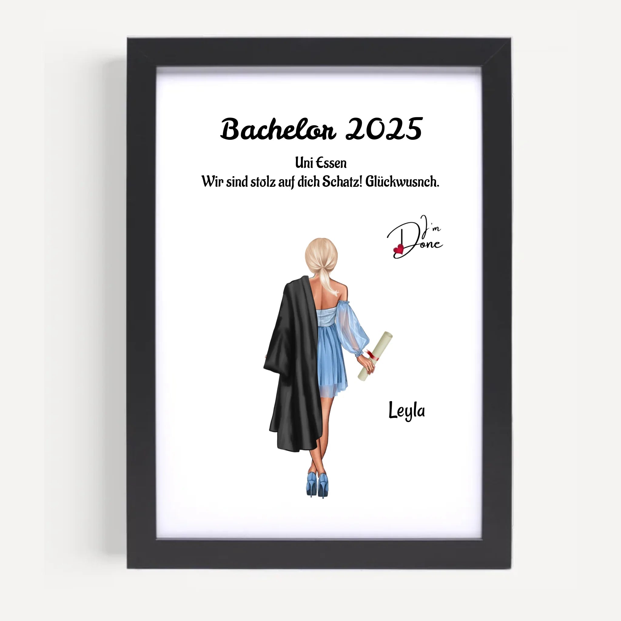 Mädchen Bachelor Abschluss Bild Geschenk personalisiert - Cantty